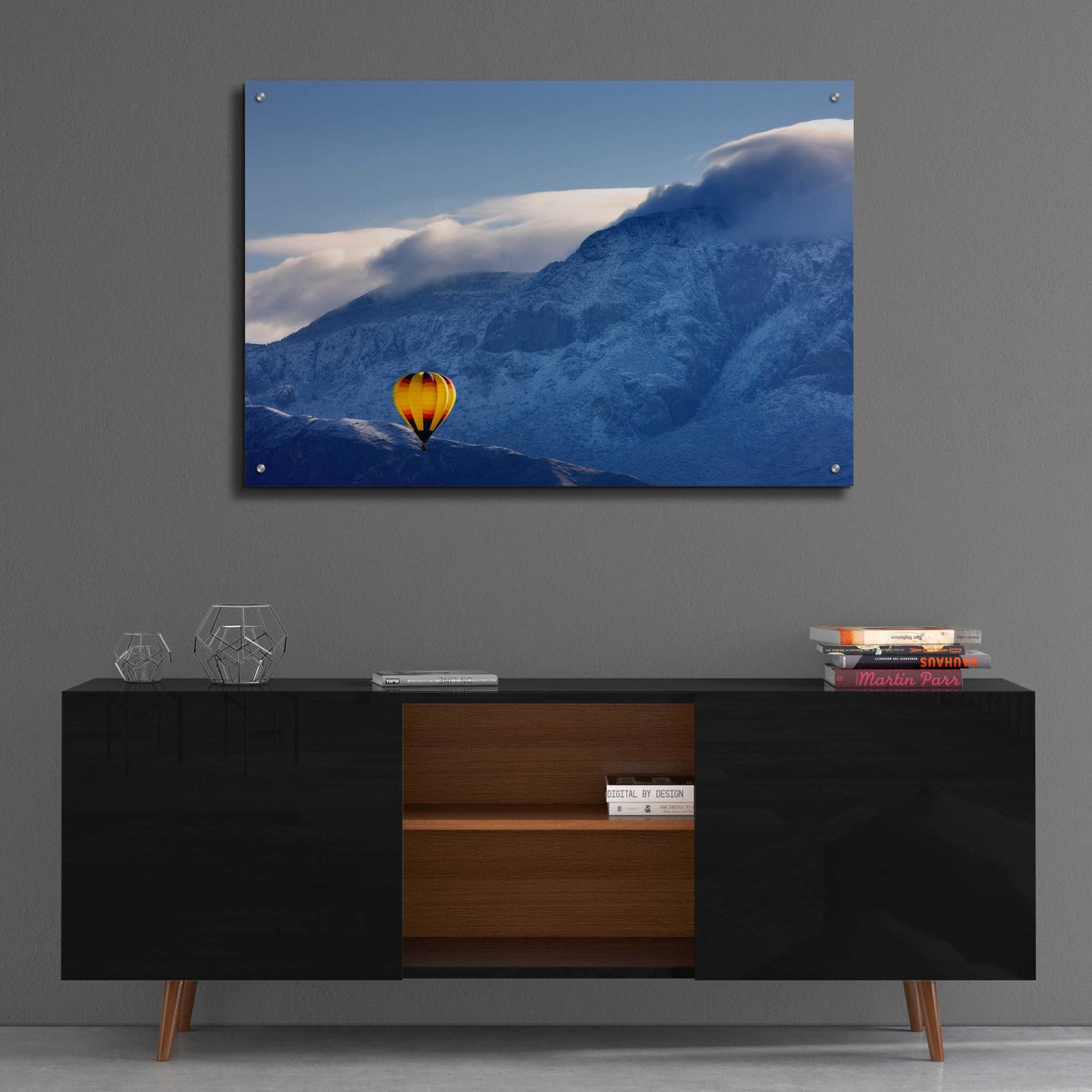 Epic Art 'Balloon Fiesta Snow' by Mike Jones, Acrylic Glass Wall Art,36x24