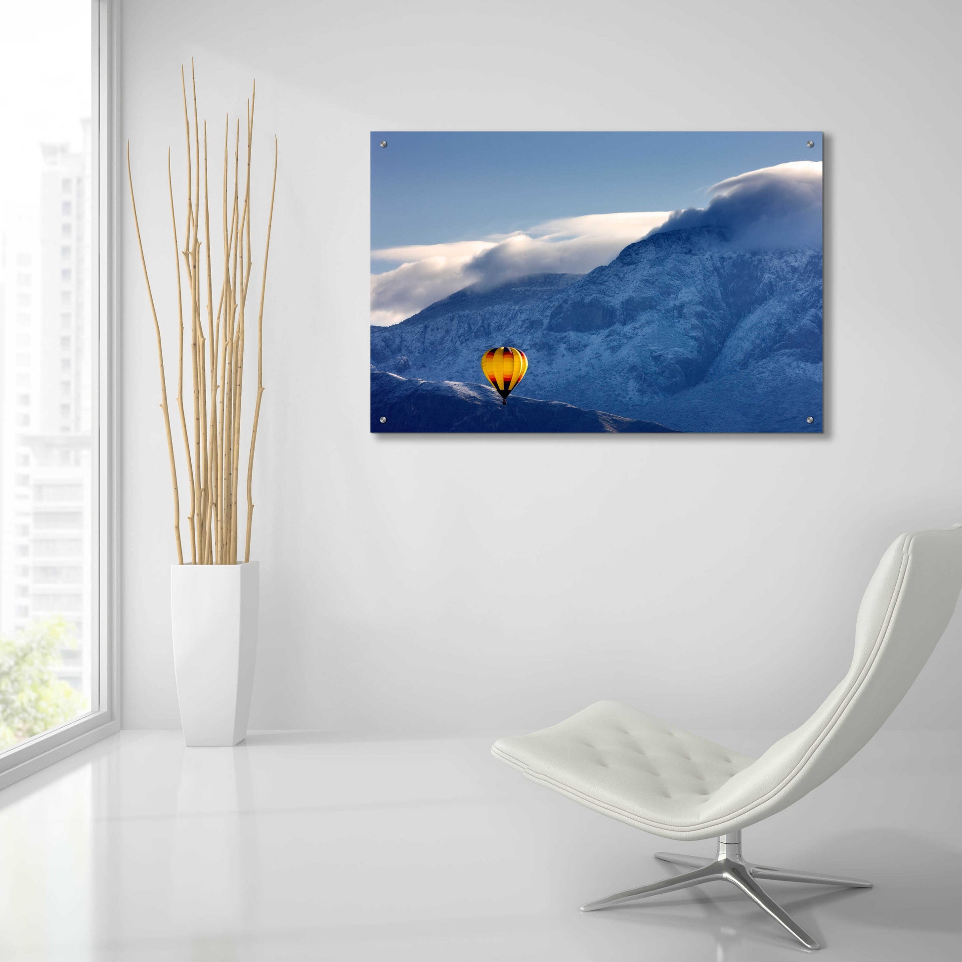 Epic Art 'Balloon Fiesta Snow' by Mike Jones, Acrylic Glass Wall Art,36x24