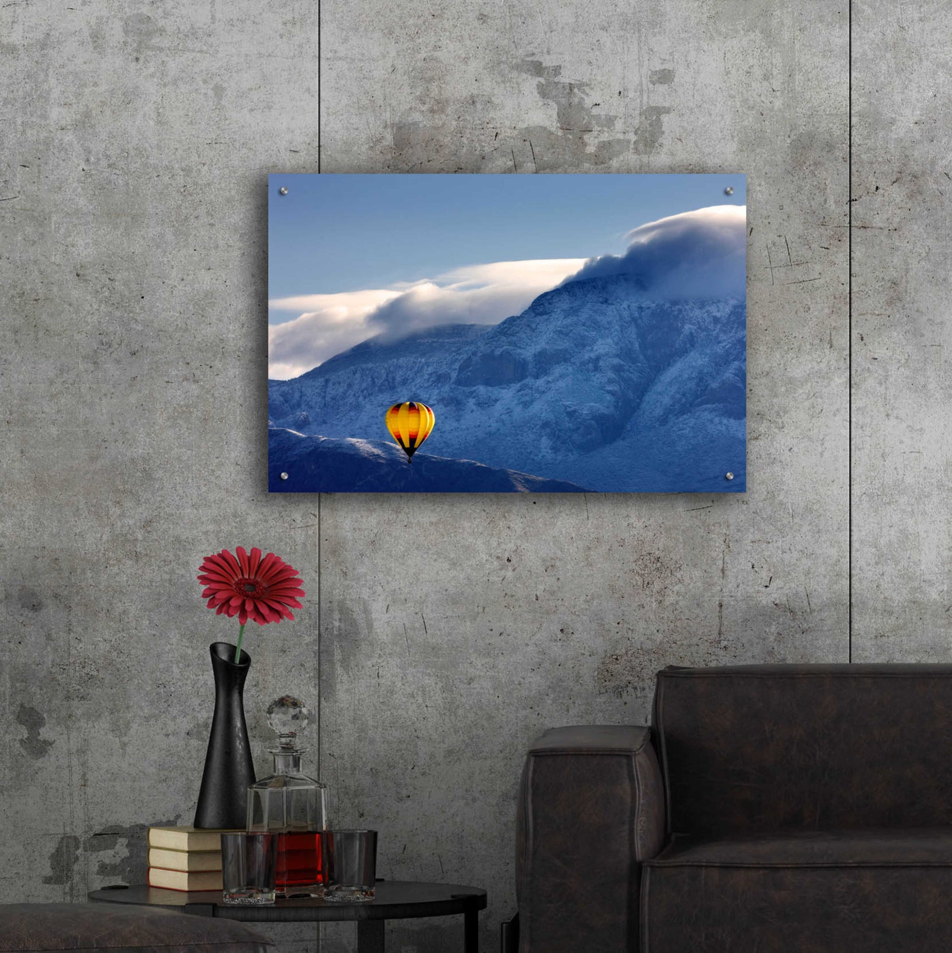 Epic Art 'Balloon Fiesta Snow' by Mike Jones, Acrylic Glass Wall Art,36x24