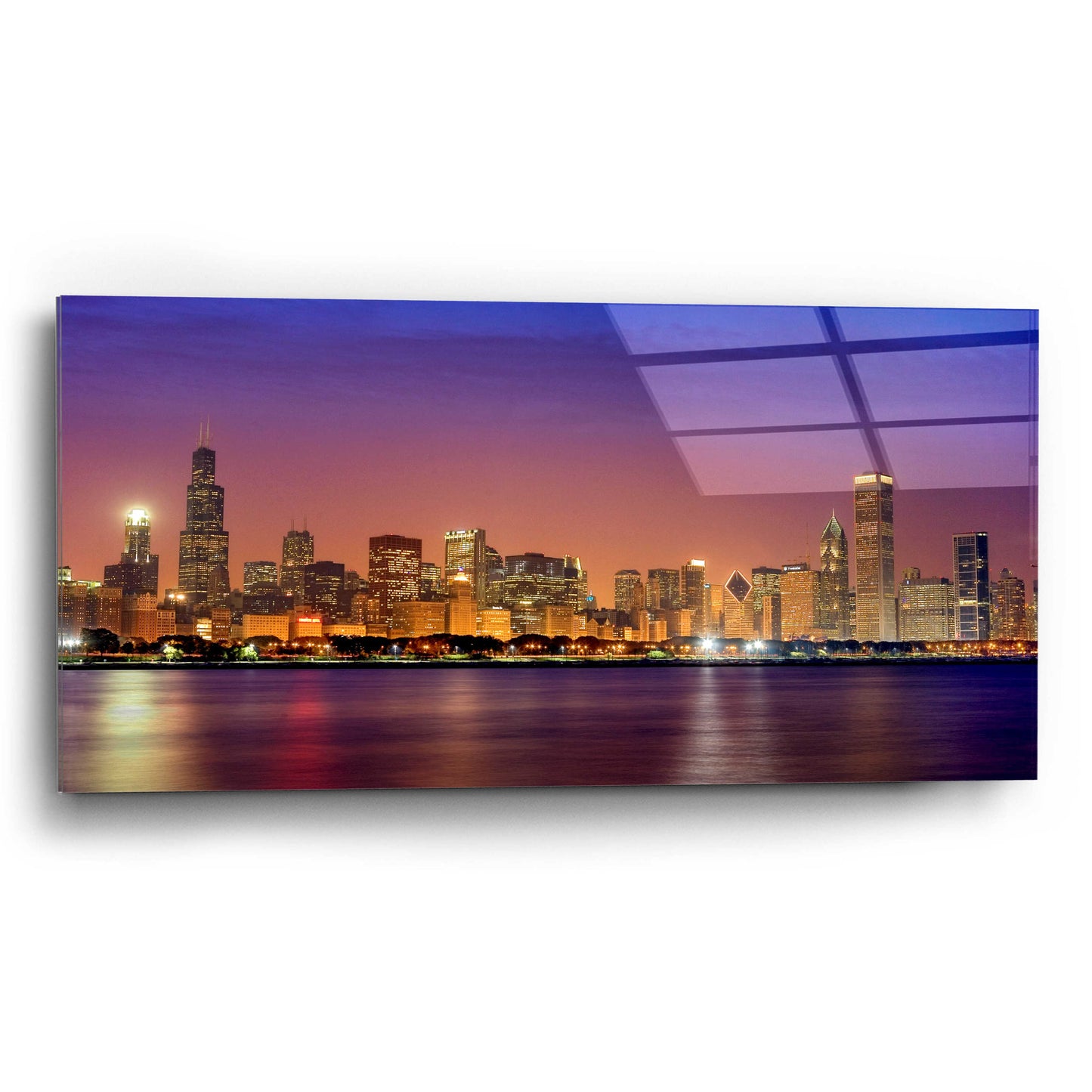 Epic Art 'Chicago Dusk full skyline' by Mike Jones, Acrylic Glass Wall Art,24x12