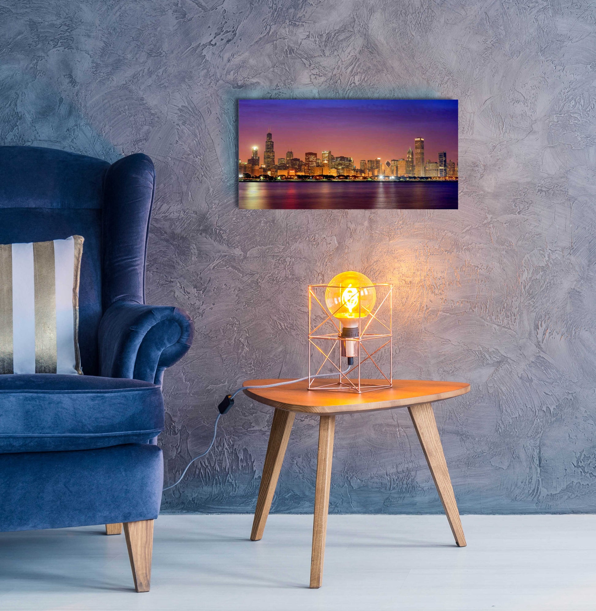 Epic Art 'Chicago Dusk full skyline' by Mike Jones, Acrylic Glass Wall Art,24x12