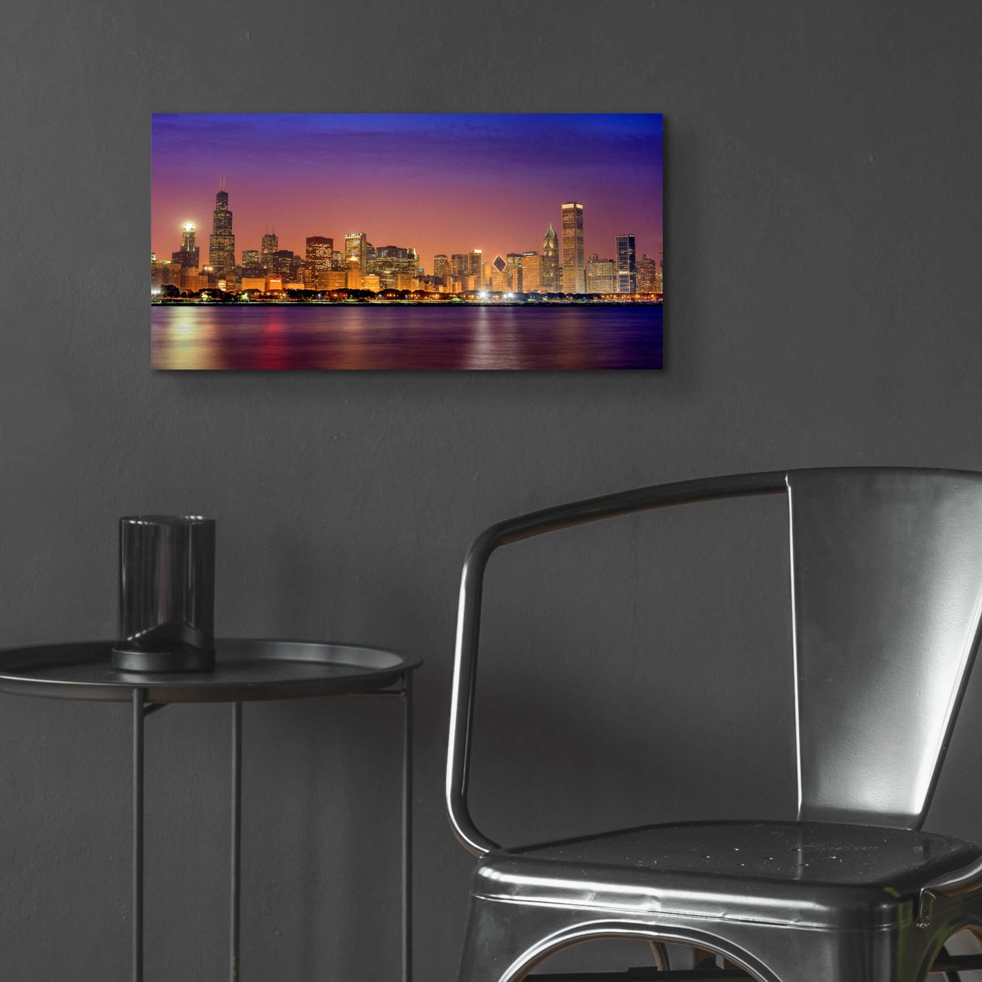 Epic Art 'Chicago Dusk full skyline' by Mike Jones, Acrylic Glass Wall Art,24x12