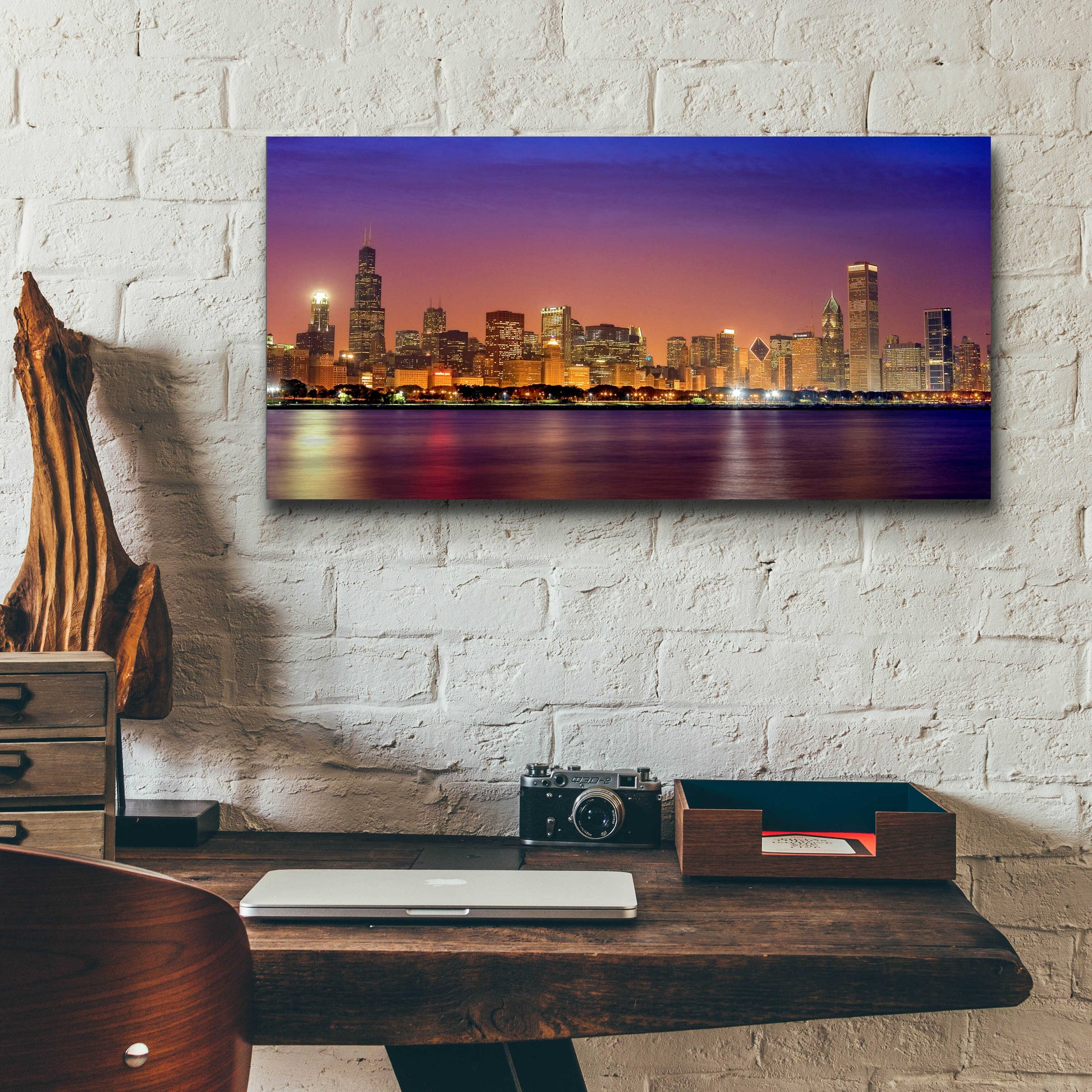 Epic Art 'Chicago Dusk full skyline' by Mike Jones, Acrylic Glass Wall Art,24x12