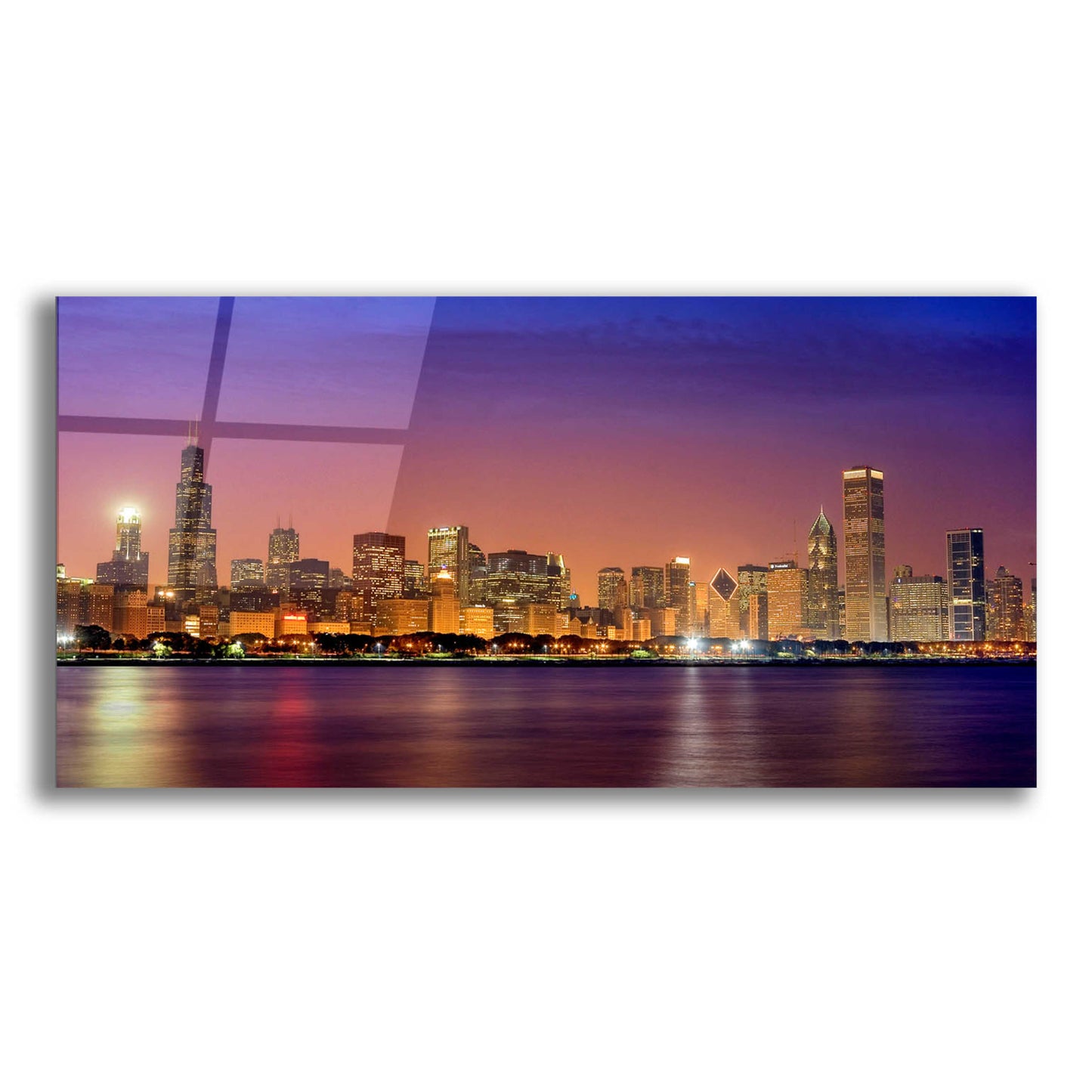 Epic Art 'Chicago Dusk full skyline' by Mike Jones, Acrylic Glass Wall Art,24x12