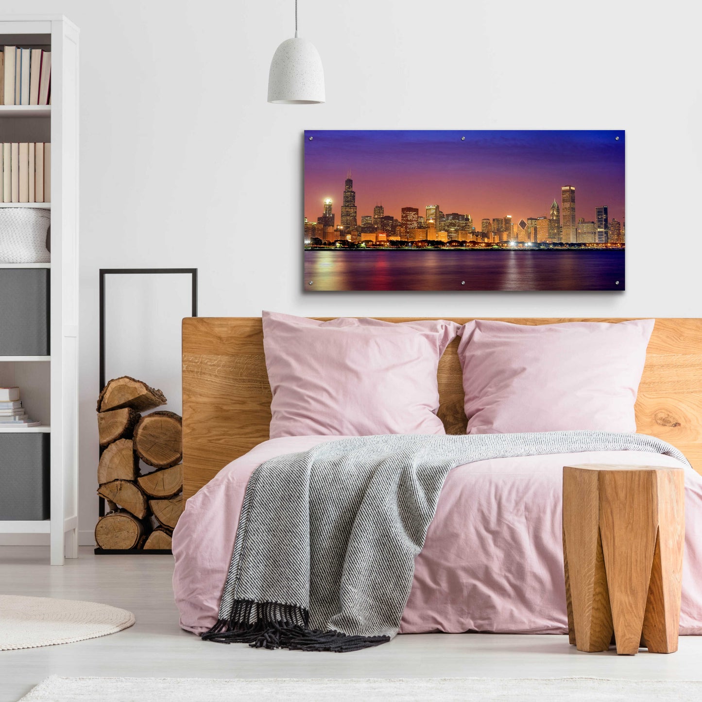 Epic Art 'Chicago Dusk full skyline' by Mike Jones, Acrylic Glass Wall Art,48x24