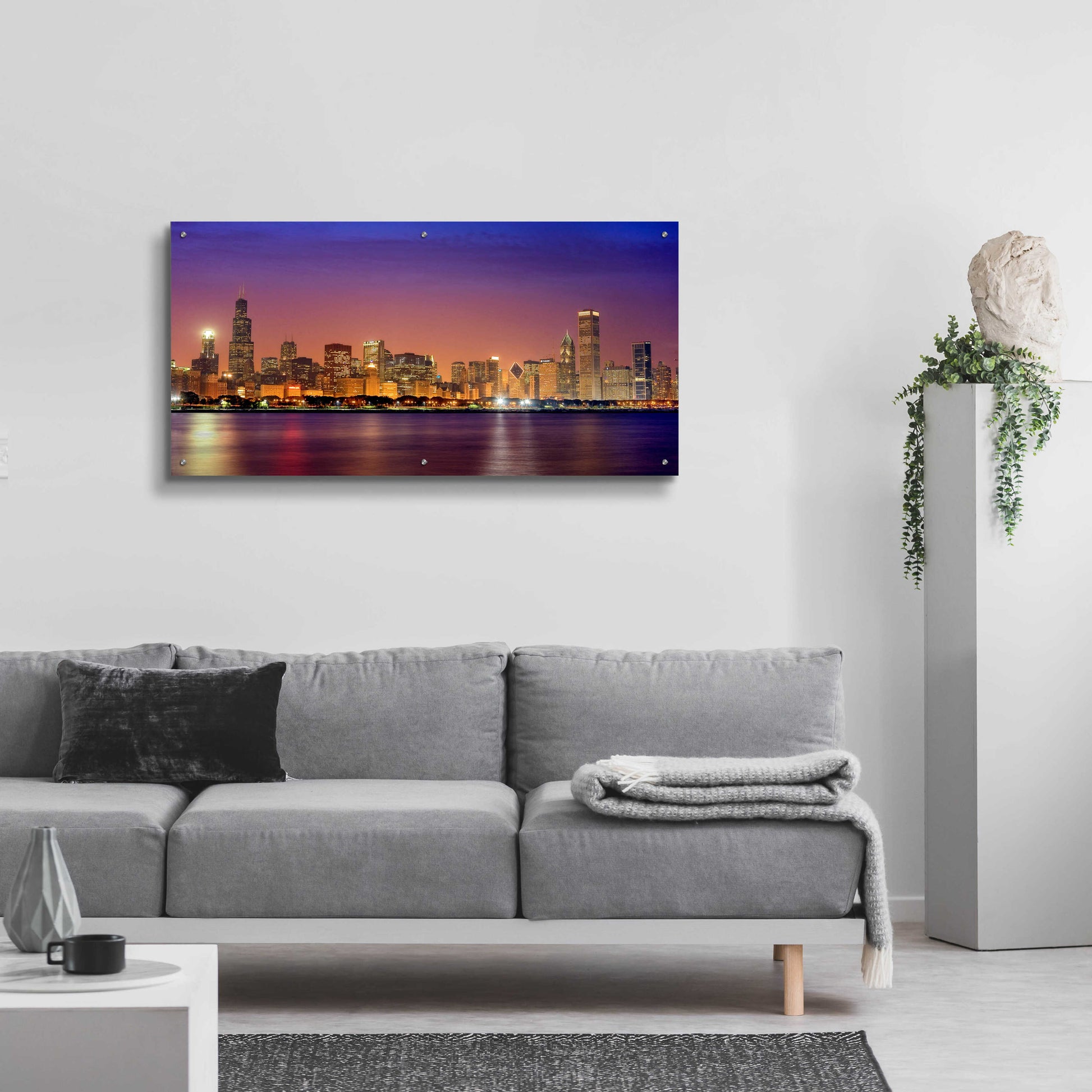 Epic Art 'Chicago Dusk full skyline' by Mike Jones, Acrylic Glass Wall Art,48x24