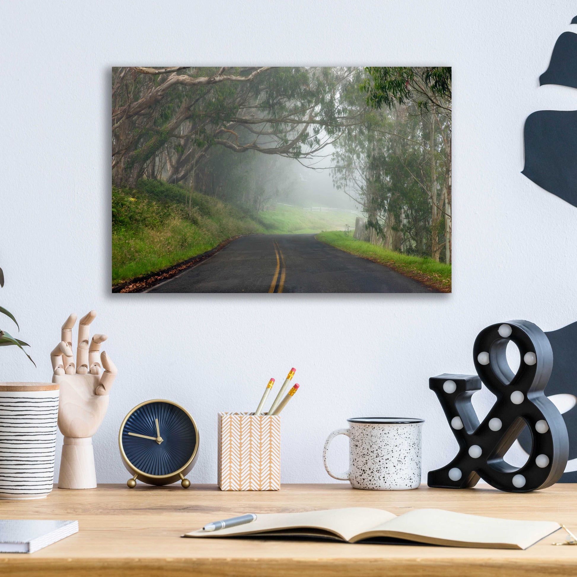 Epic Art 'Foggy Road near Dillon Beach' by Mike Jones, Acrylic Glass Wall Art,16x12