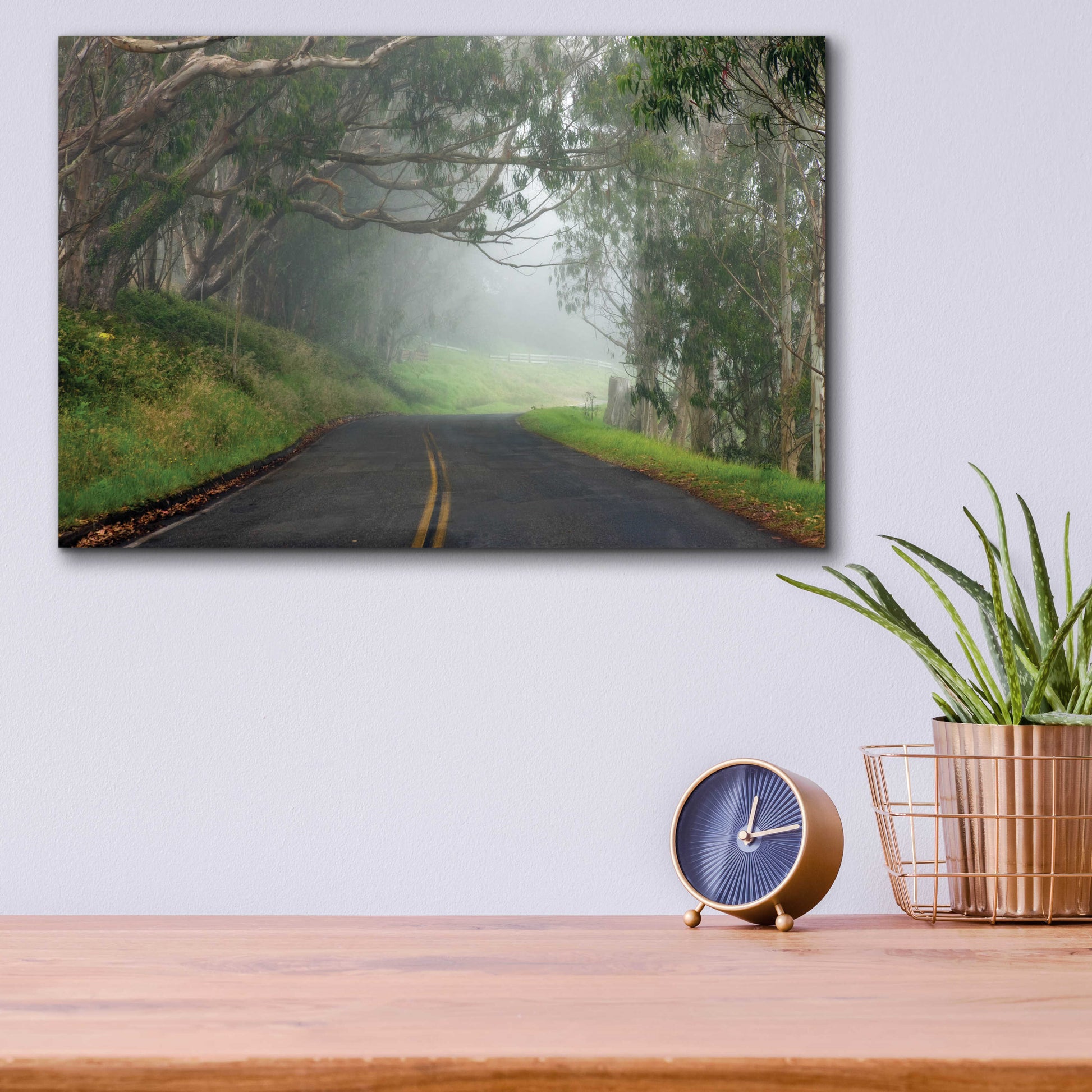 Epic Art 'Foggy Road near Dillon Beach' by Mike Jones, Acrylic Glass Wall Art,16x12