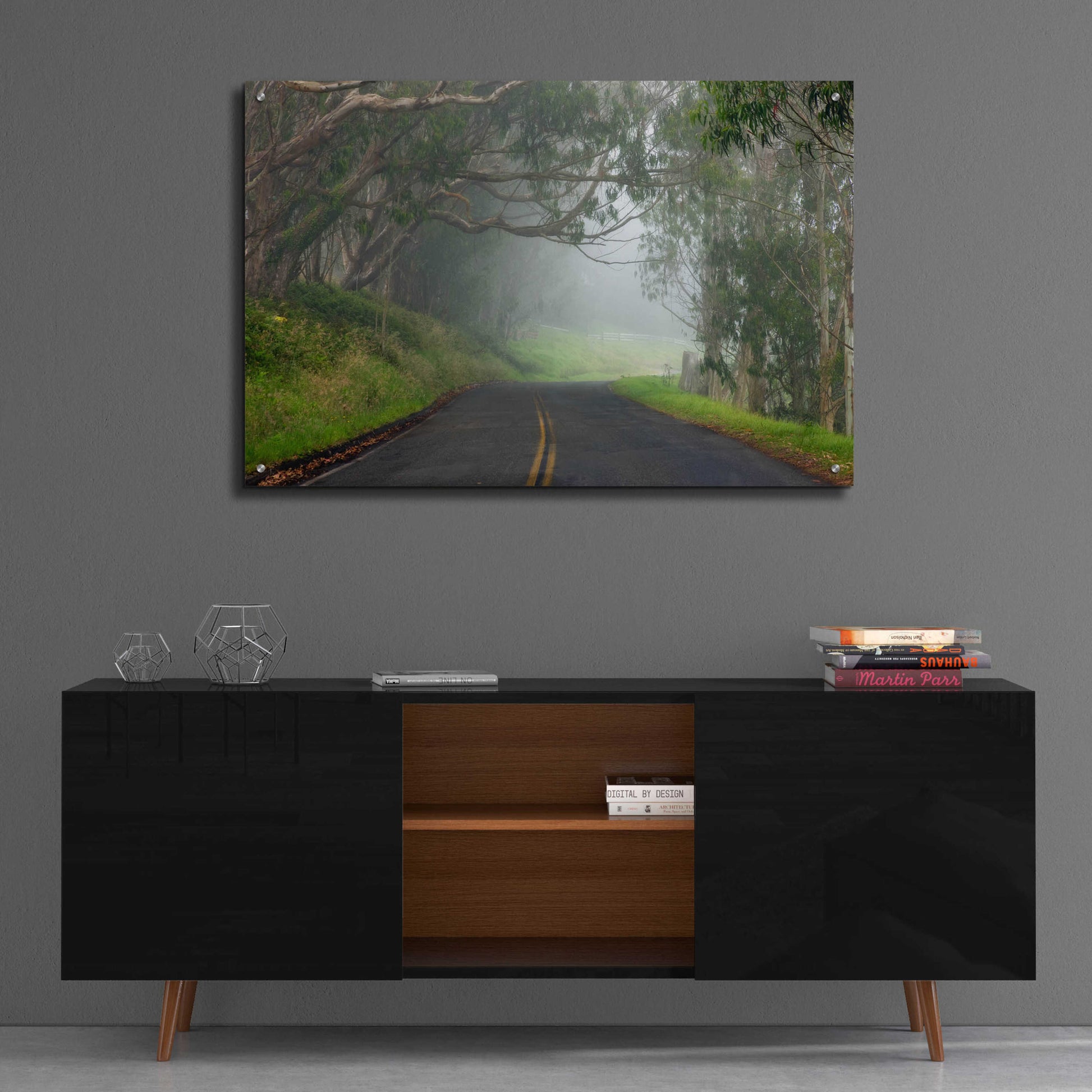 Epic Art 'Foggy Road near Dillon Beach' by Mike Jones, Acrylic Glass Wall Art,36x24