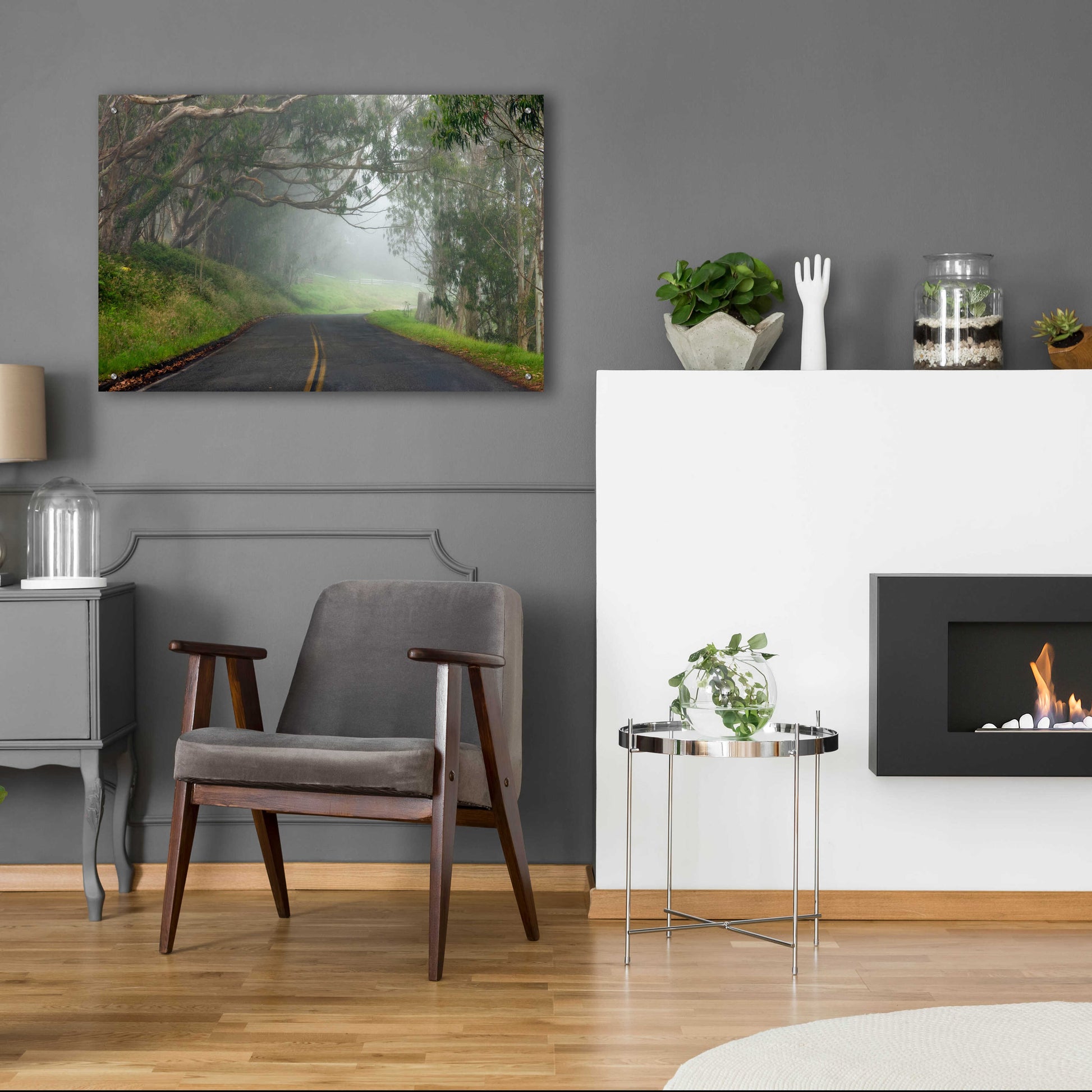 Epic Art 'Foggy Road near Dillon Beach' by Mike Jones, Acrylic Glass Wall Art,36x24