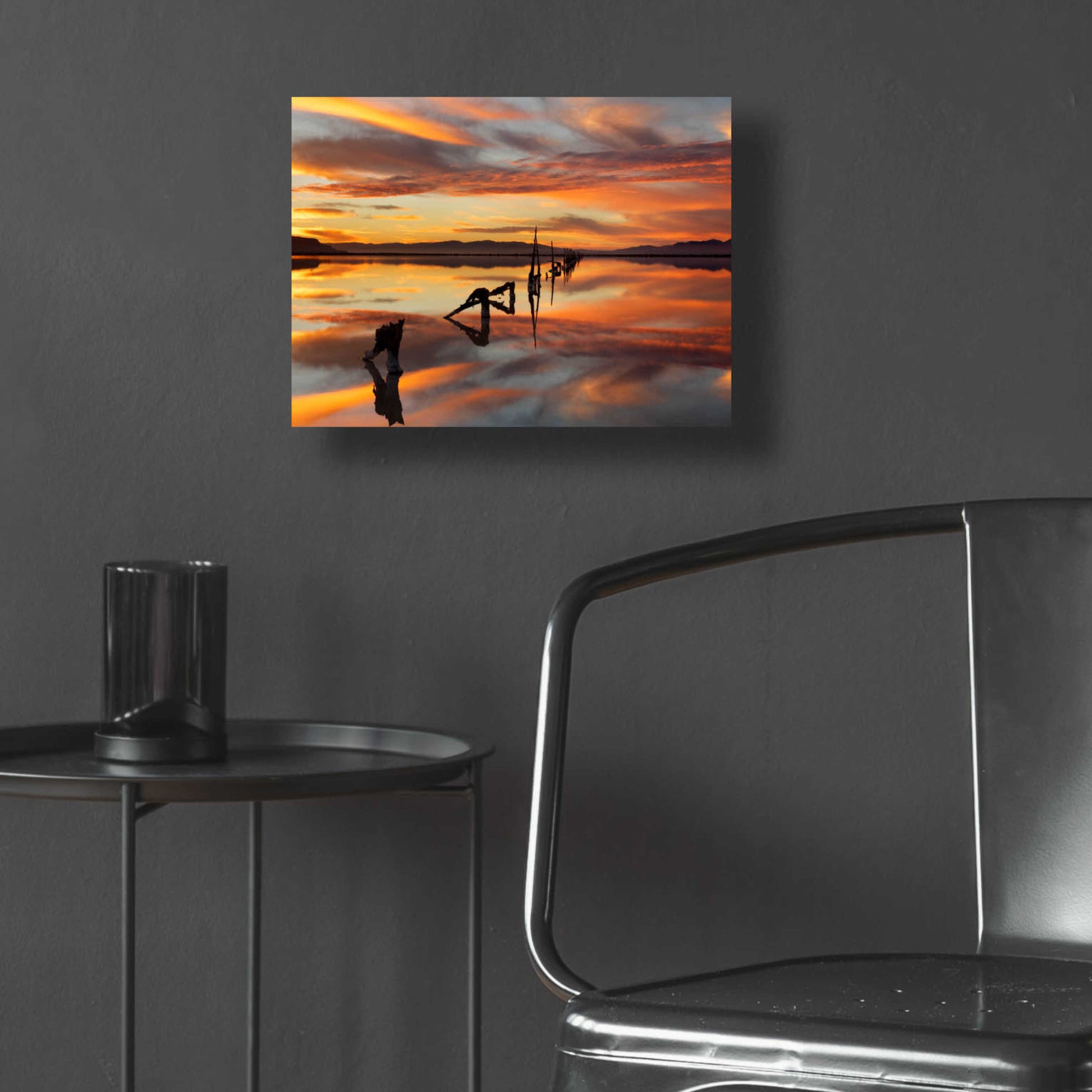 Epic Art 'Great Salt Lake Pilings Sunset' by Mike Jones, Acrylic Glass Wall Art,16x12