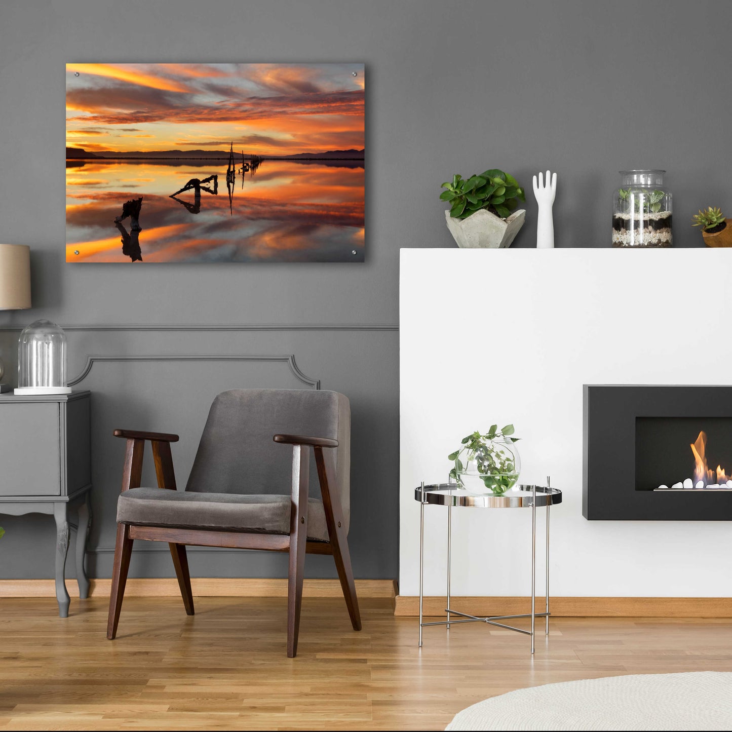 Epic Art 'Great Salt Lake Pilings Sunset' by Mike Jones, Acrylic Glass Wall Art,36x24