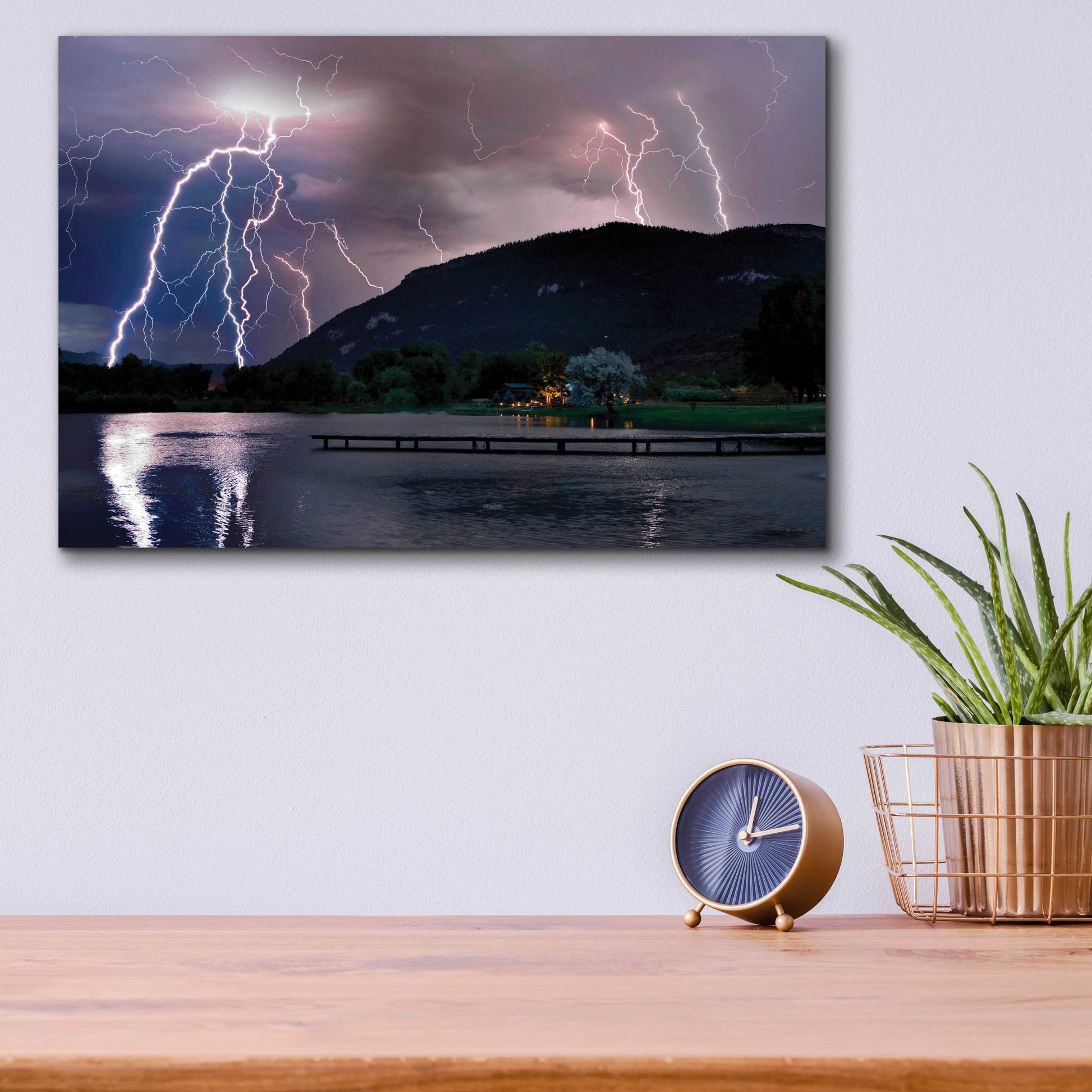 Epic Art 'Lightning Campground' by Mike Jones, Acrylic Glass Wall Art,16x12