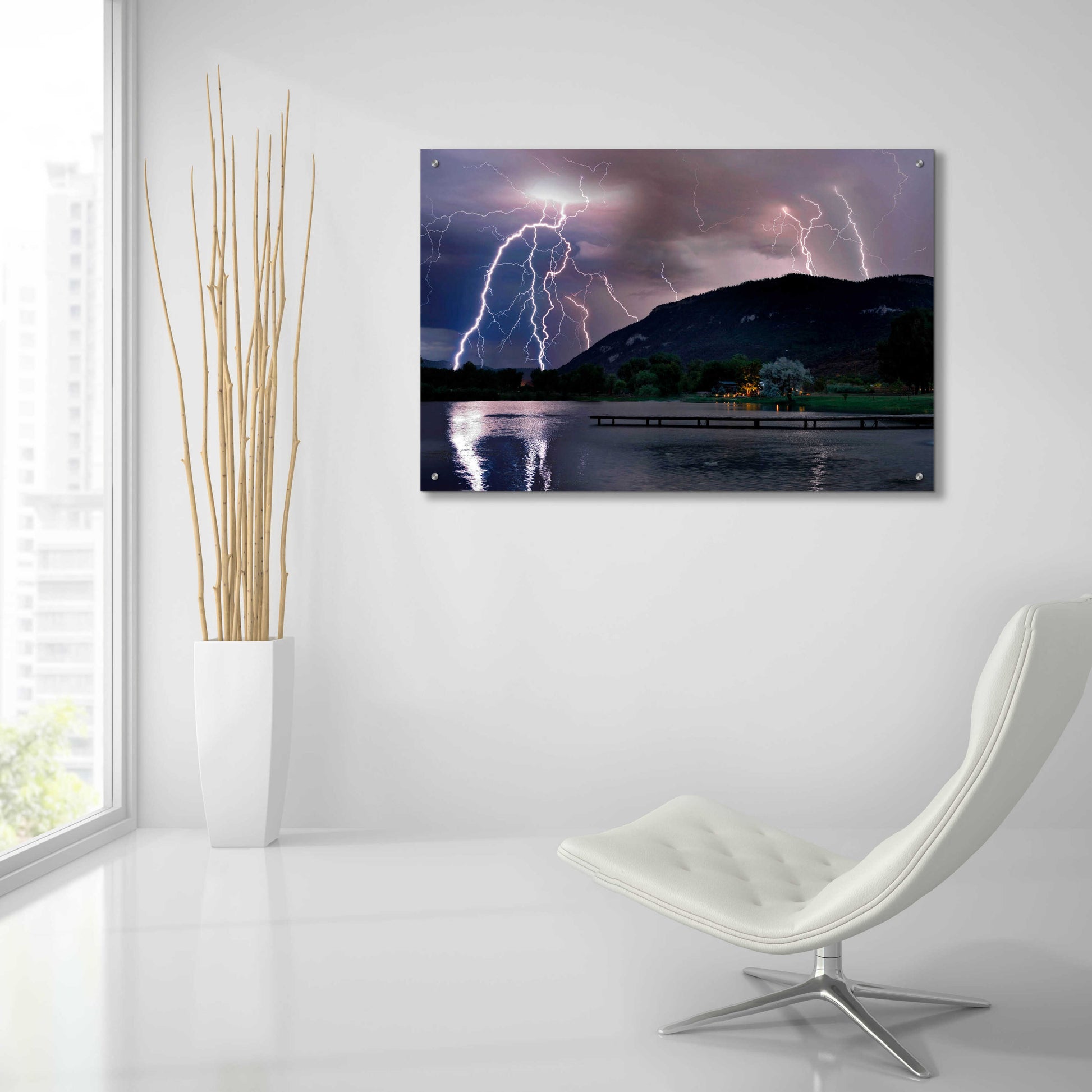 Epic Art 'Lightning Campground' by Mike Jones, Acrylic Glass Wall Art,36x24