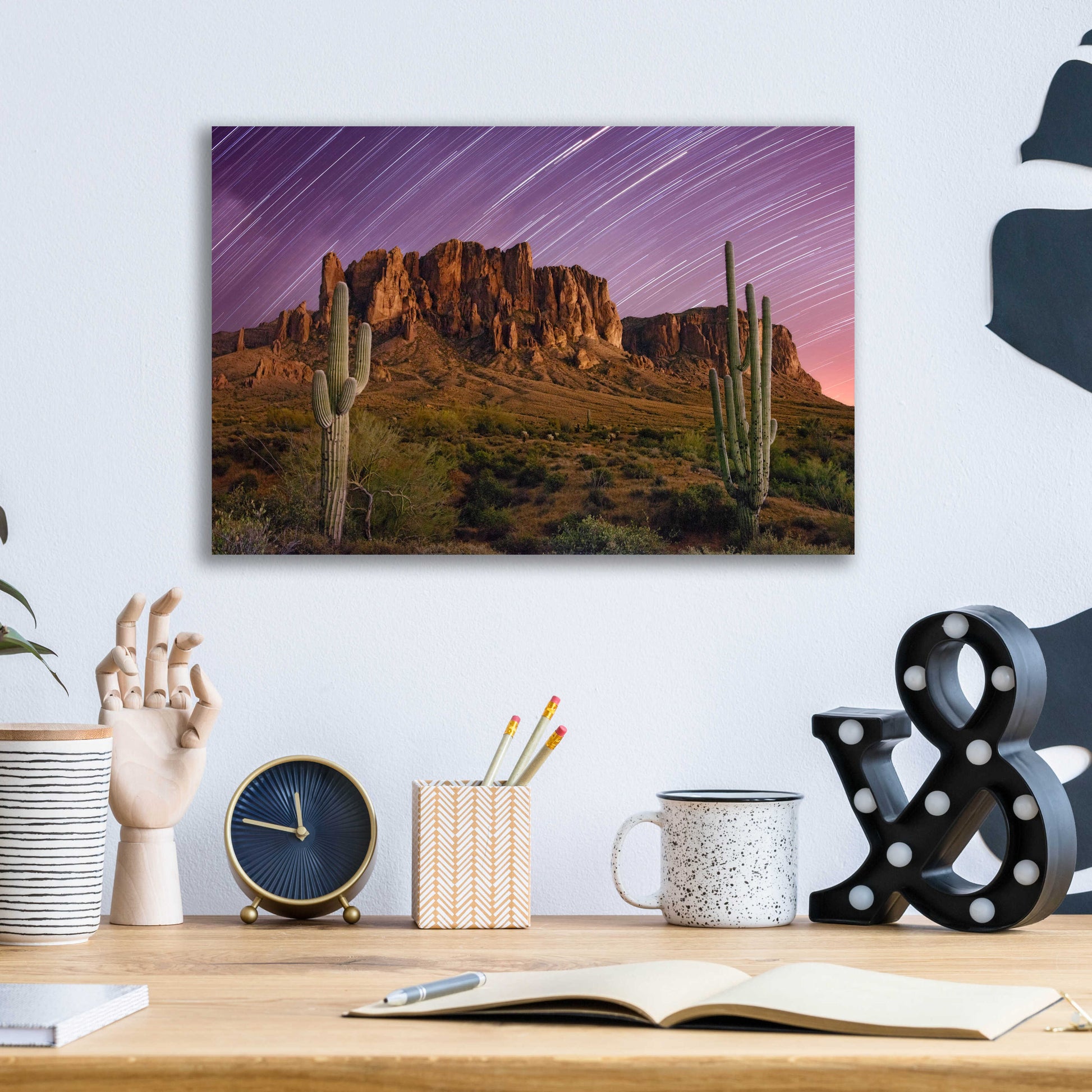 Epic Art 'Lost Dutchman Star Trails' by Mike Jones, Acrylic Glass Wall Art,16x12