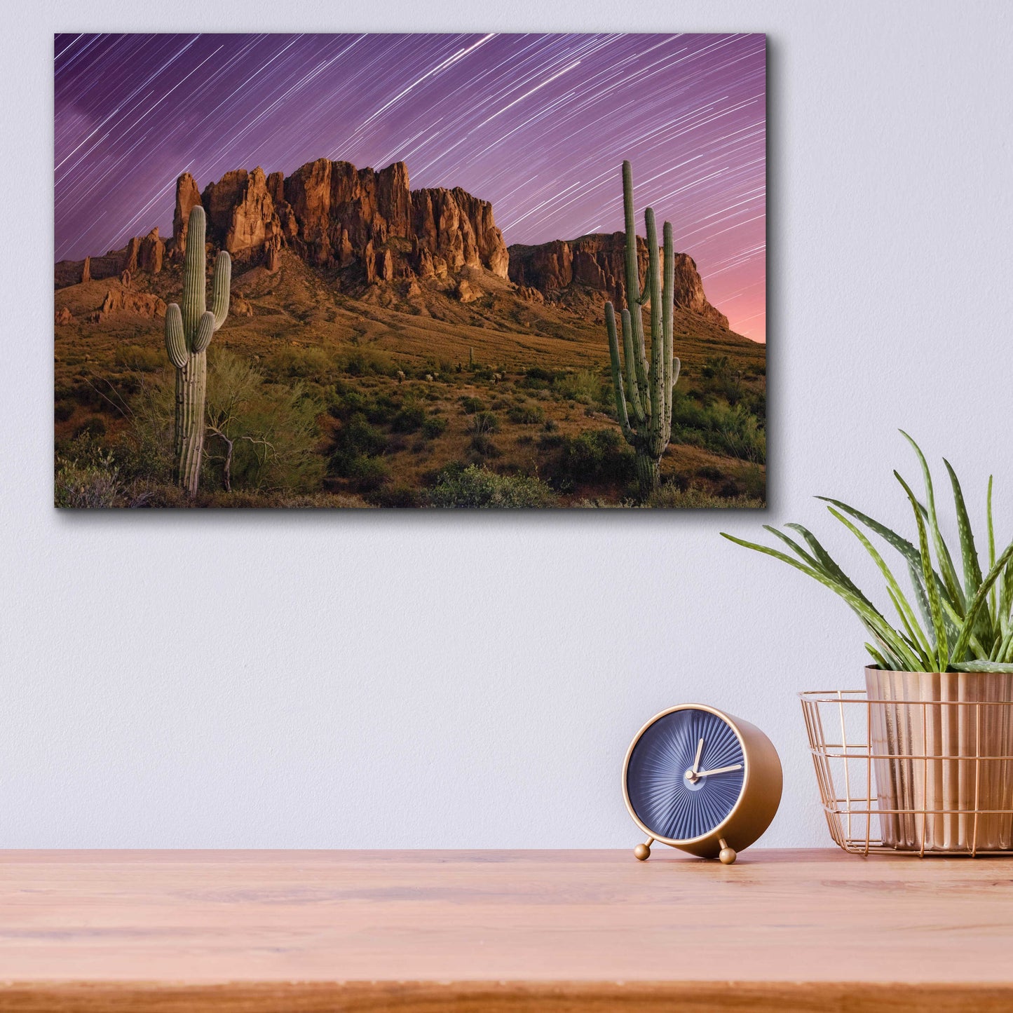 Epic Art 'Lost Dutchman Star Trails' by Mike Jones, Acrylic Glass Wall Art,16x12