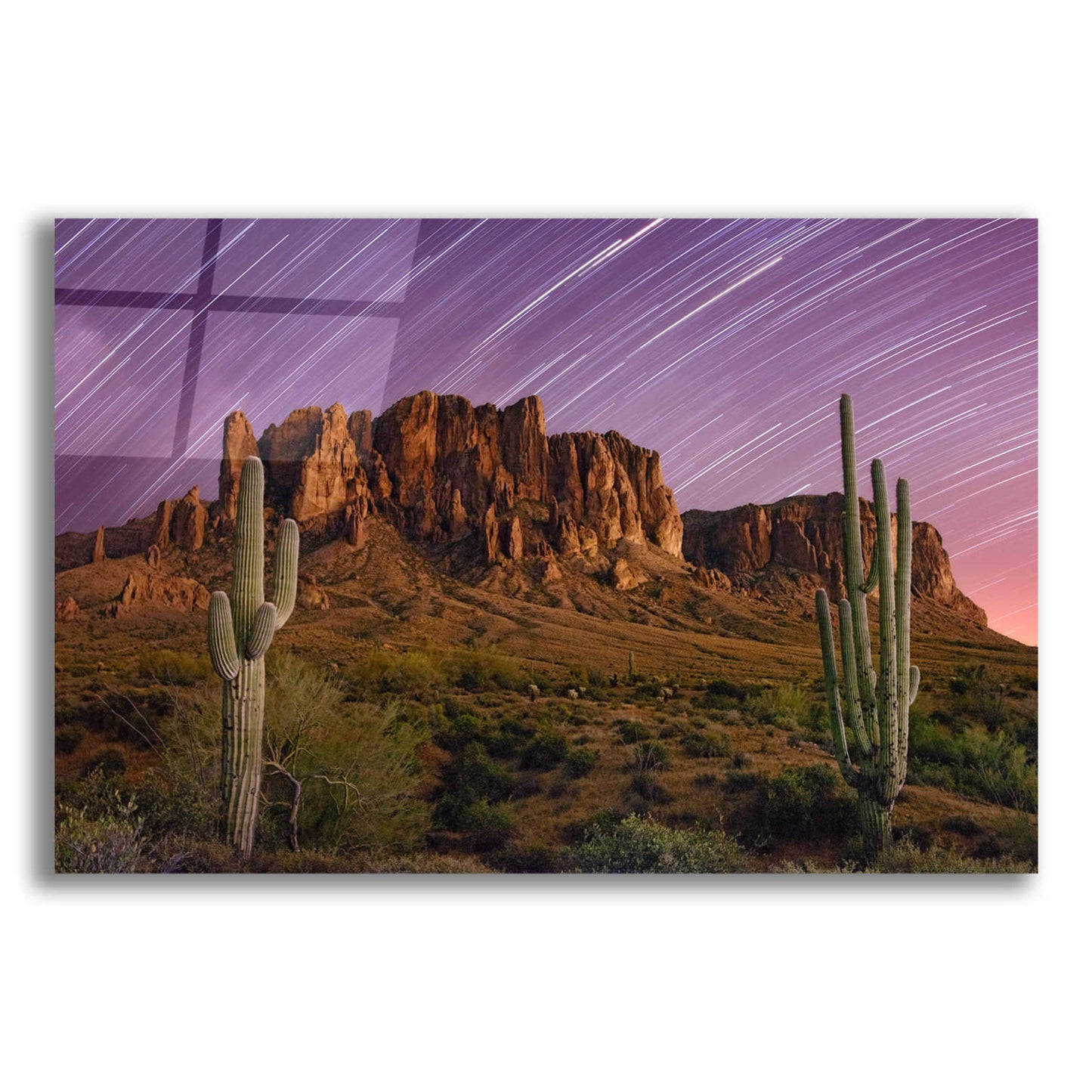 Epic Art 'Lost Dutchman Star Trails' by Mike Jones, Acrylic Glass Wall Art,16x12