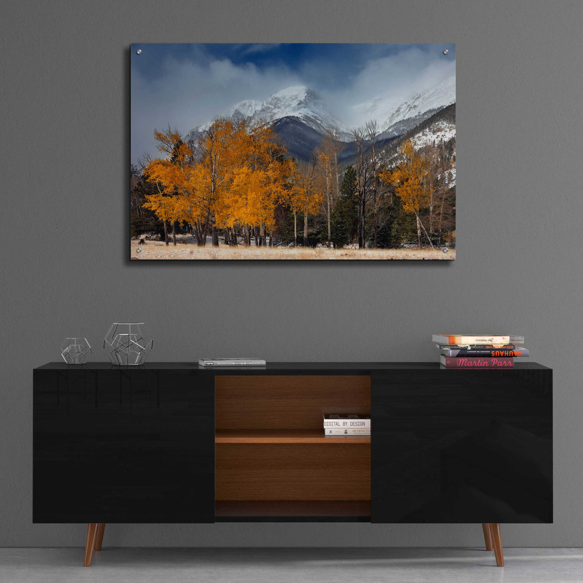Epic Art 'RMNP Aspens and Storm Clouds' by Mike Jones, Acrylic Glass Wall Art,36x24