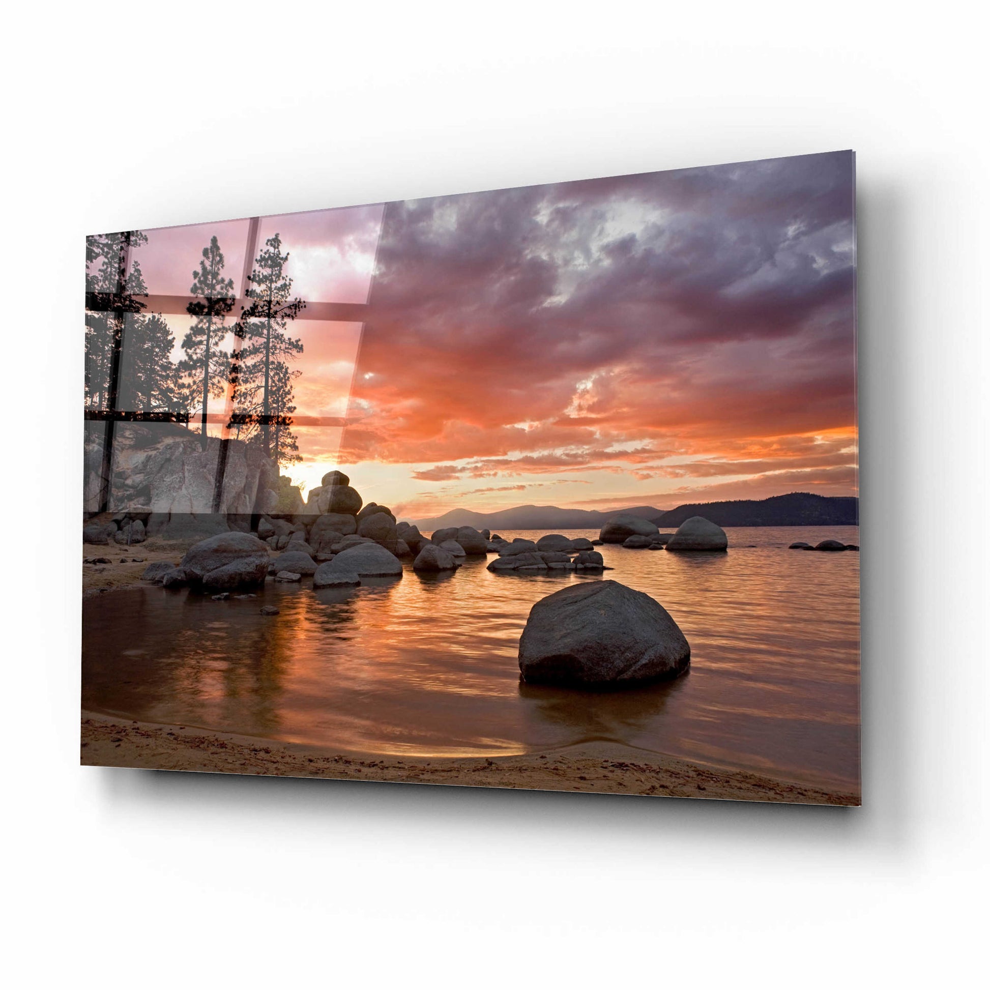 Epic Art 'Sand Harbor Sunset' by Mike Jones, Acrylic Glass Wall Art,16x12