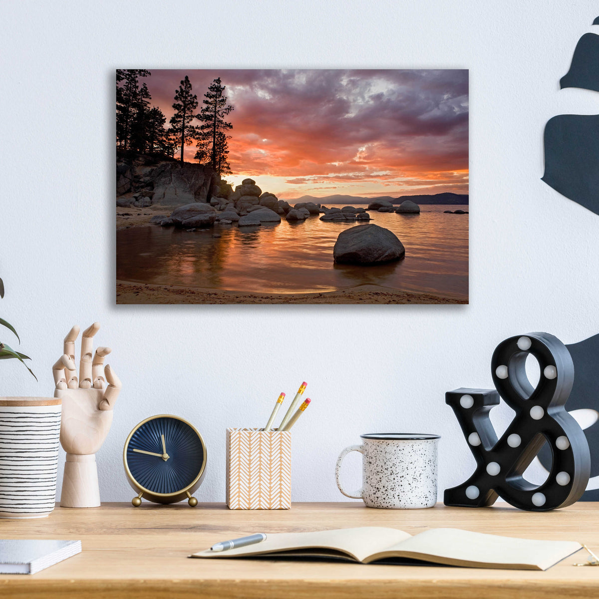 Epic Art 'Sand Harbor Sunset' by Mike Jones, Acrylic Glass Wall Art,16x12