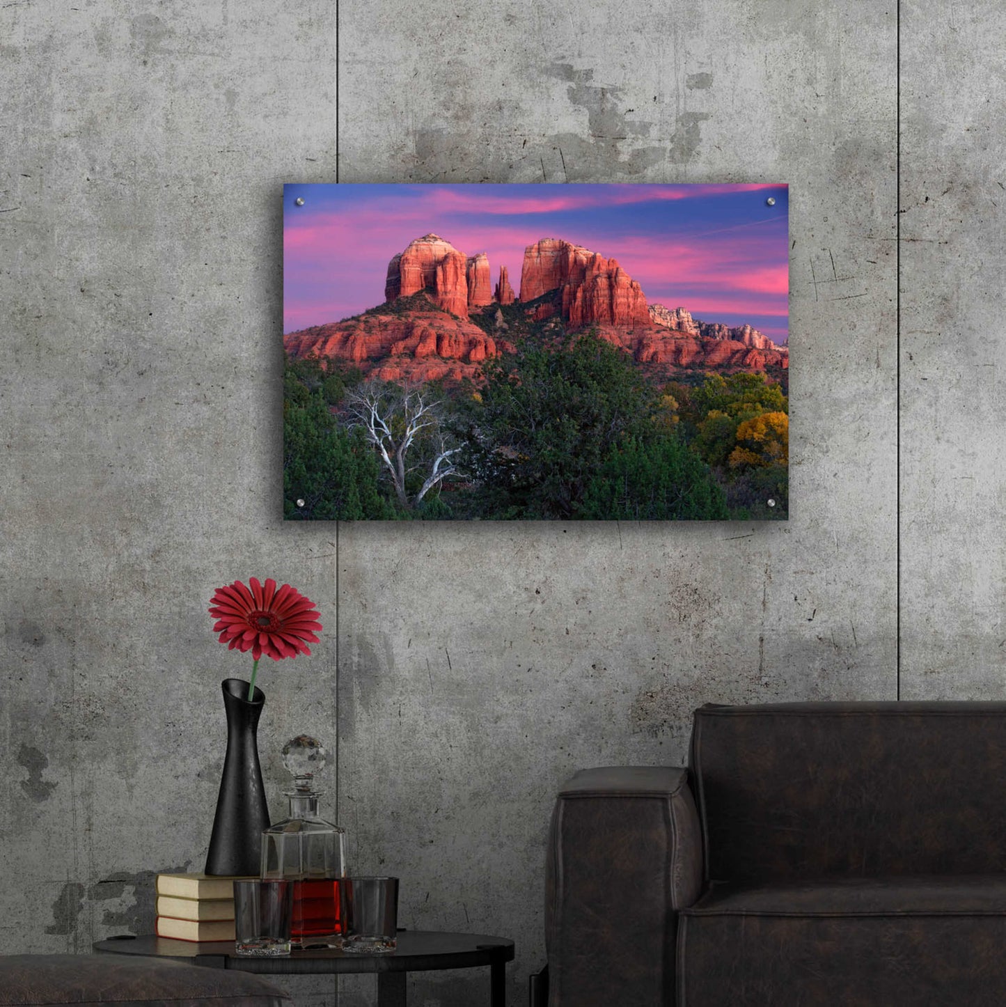 Epic Art 'Sedona Cathedral Rock Dusk' by Mike Jones, Acrylic Glass Wall Art,36x24