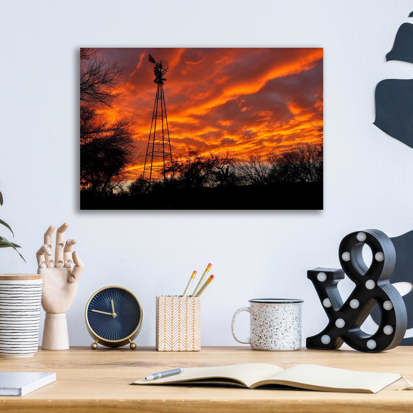 Epic Art 'Superior Windmill Sunset' by Mike Jones, Acrylic Glass Wall Art,16x12