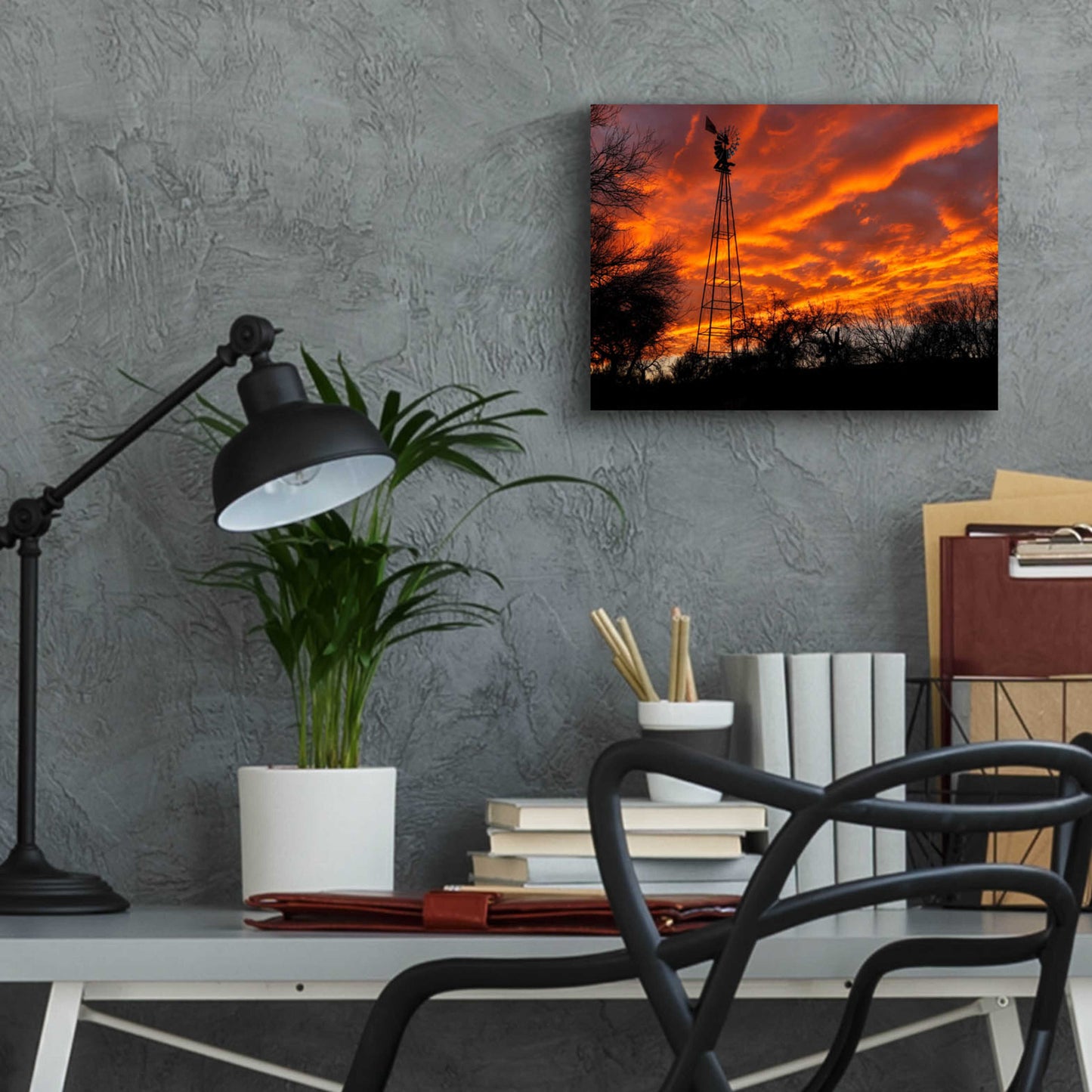 Epic Art 'Superior Windmill Sunset' by Mike Jones, Acrylic Glass Wall Art,16x12