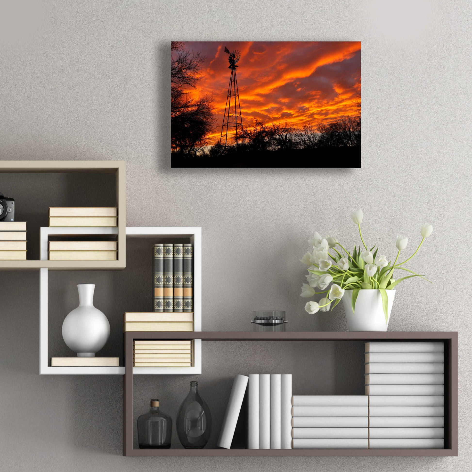 Epic Art 'Superior Windmill Sunset' by Mike Jones, Acrylic Glass Wall Art,24x16