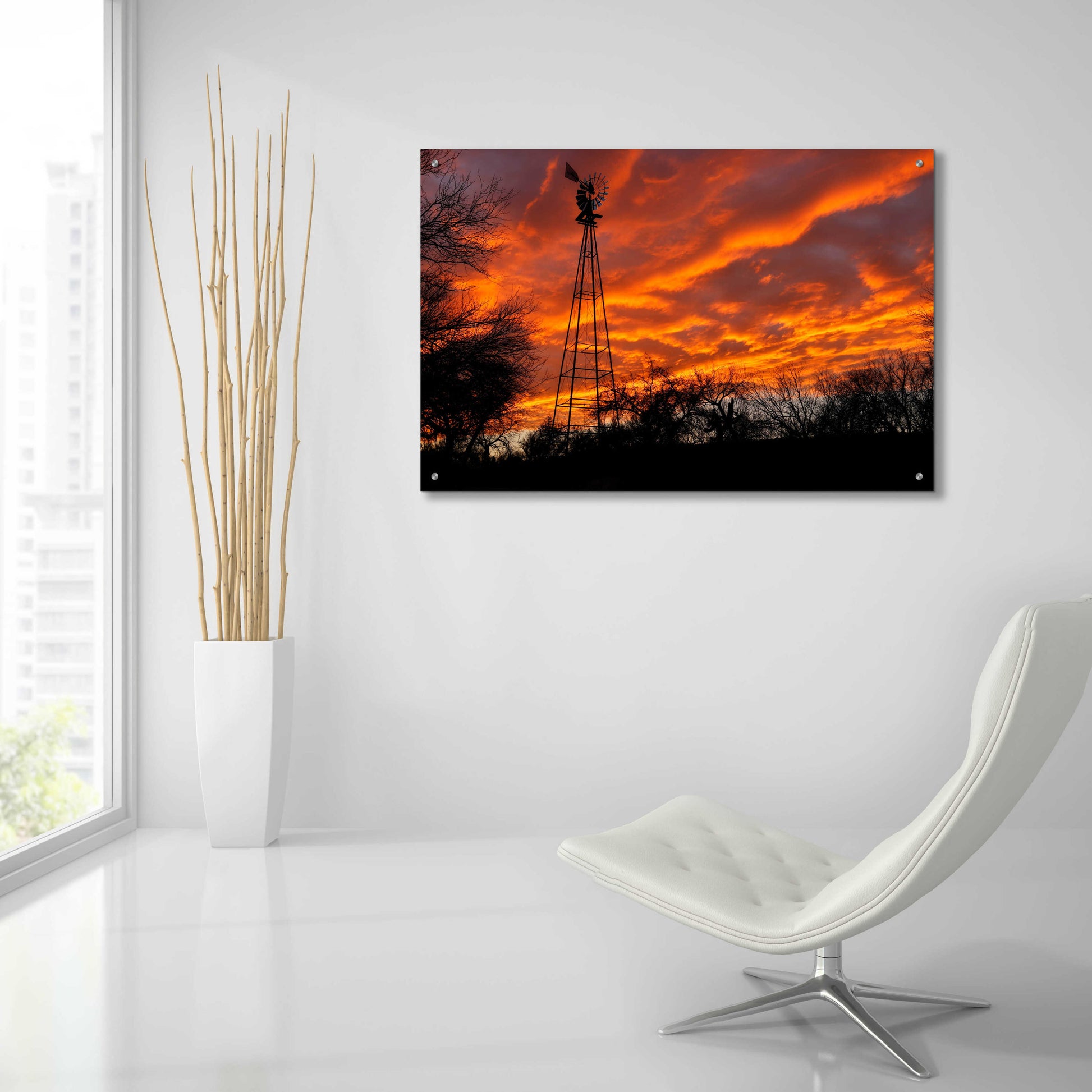 Epic Art 'Superior Windmill Sunset' by Mike Jones, Acrylic Glass Wall Art,36x24