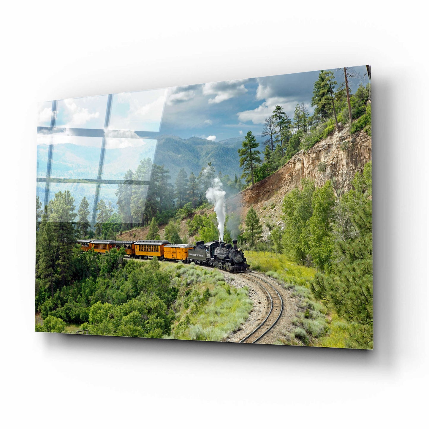 Epic Art 'The Train, From Bridge' by Mike Jones, Acrylic Glass Wall Art,16x12