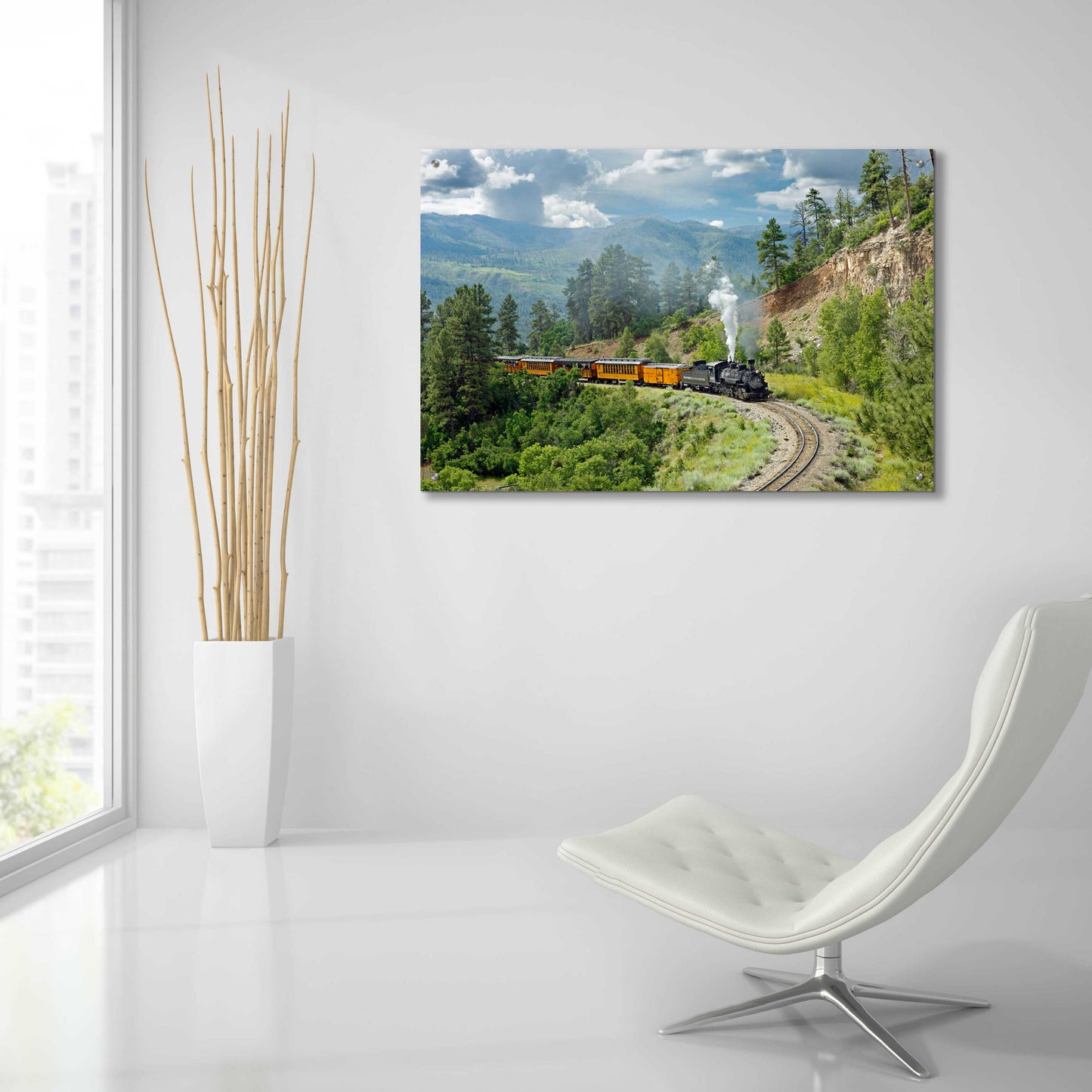 Epic Art 'The Train, From Bridge' by Mike Jones, Acrylic Glass Wall Art,36x24