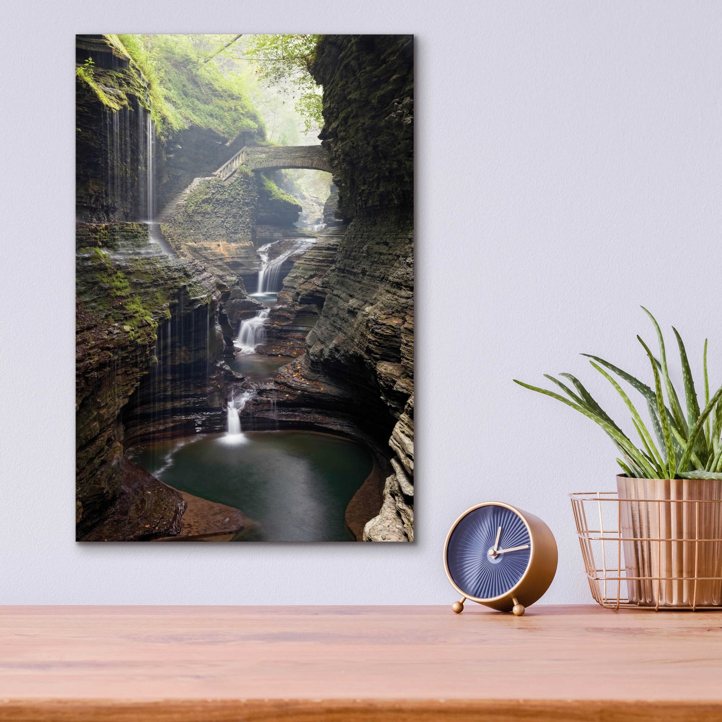 Epic Art 'Watkins Glen Rainbow Bridge' by Mike Jones, Acrylic Glass Wall Art,12x16