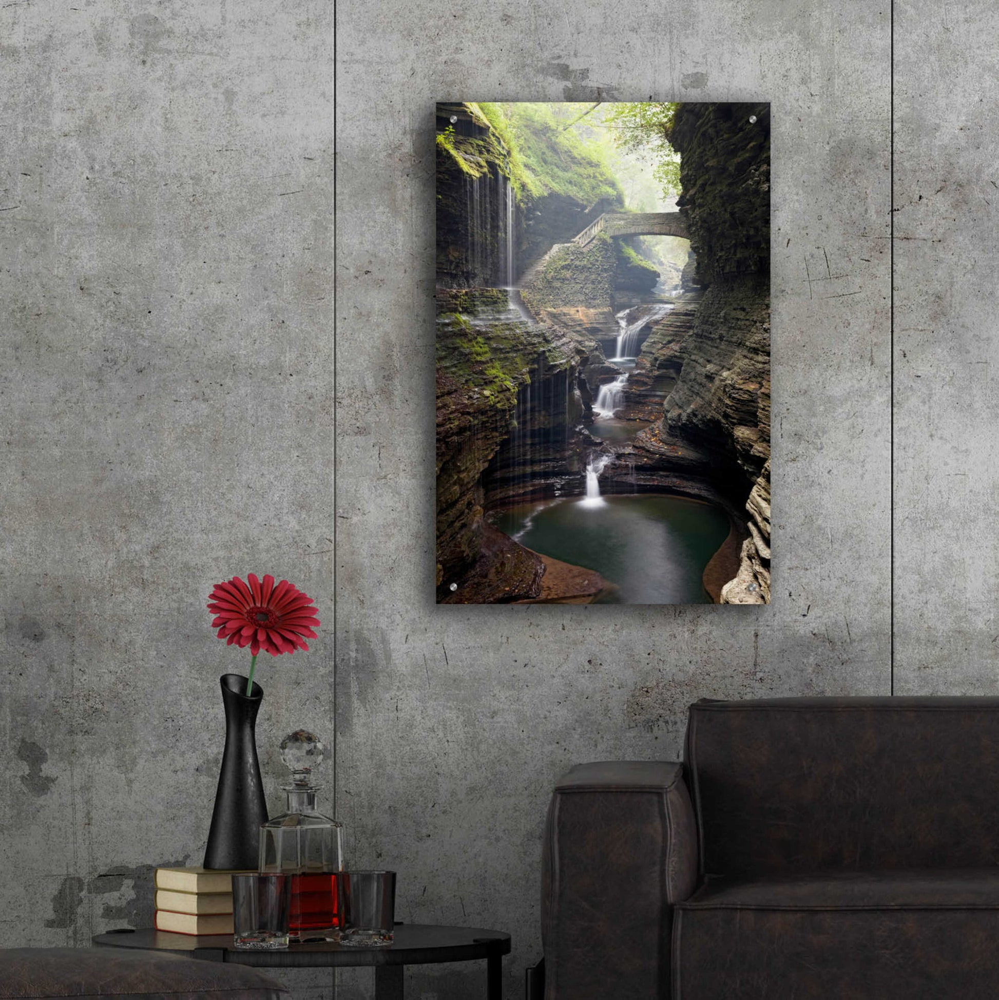 Epic Art 'Watkins Glen Rainbow Bridge' by Mike Jones, Acrylic Glass Wall Art,24x36