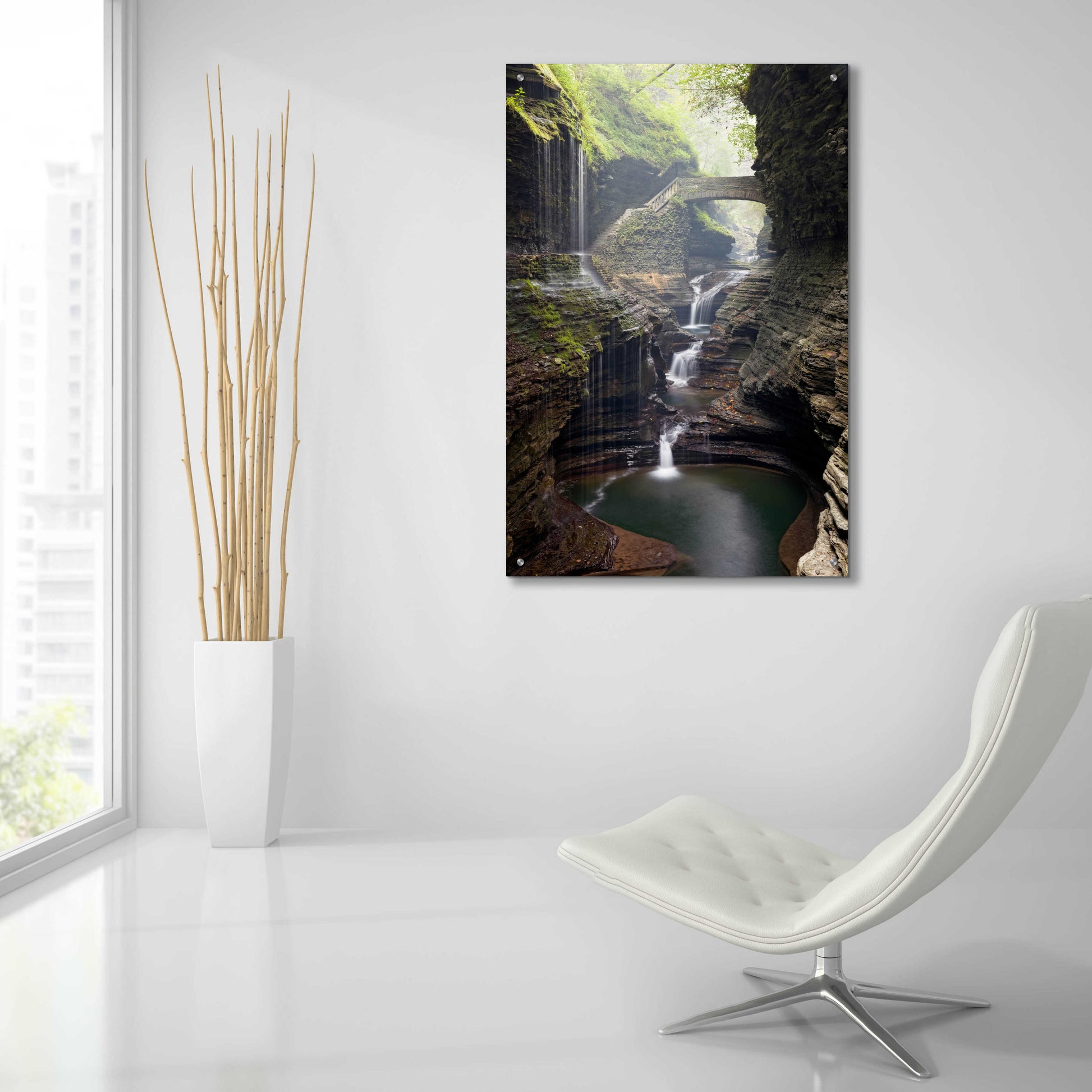 Epic Art 'Watkins Glen Rainbow Bridge' by Mike Jones, Acrylic Glass Wall Art,24x36