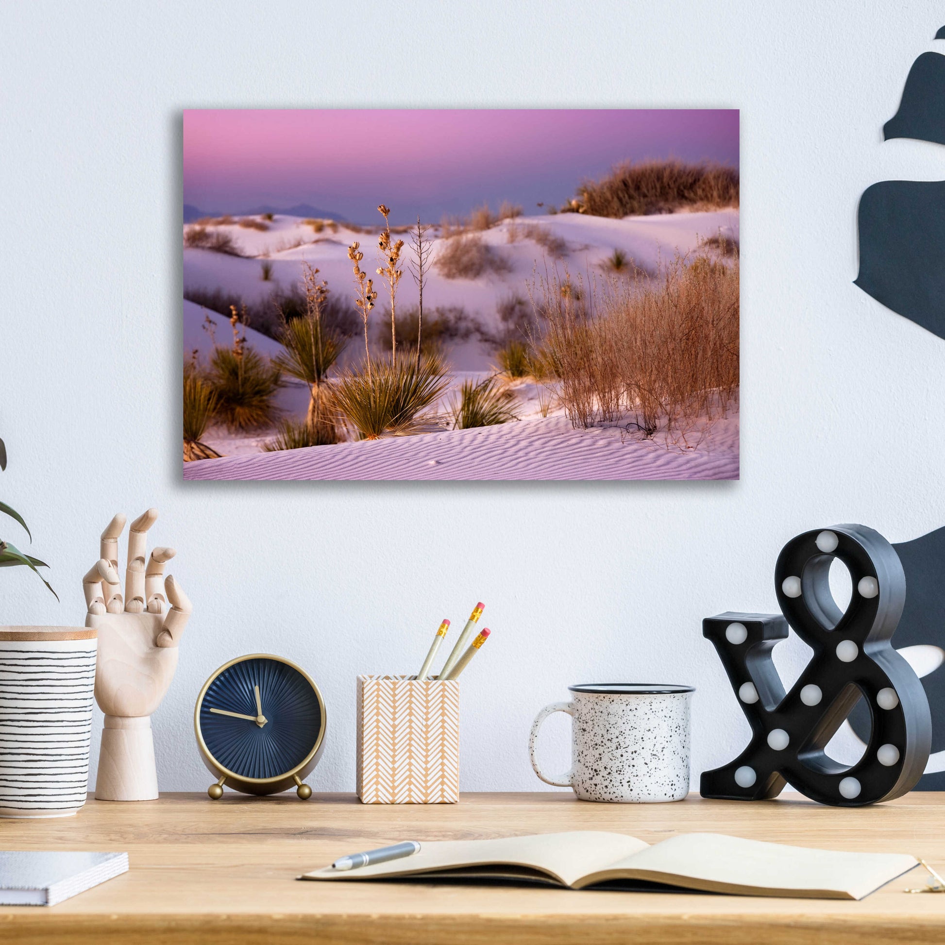 Epic Art 'White Sands Dusk' by Mike Jones, Acrylic Glass Wall Art,16x12