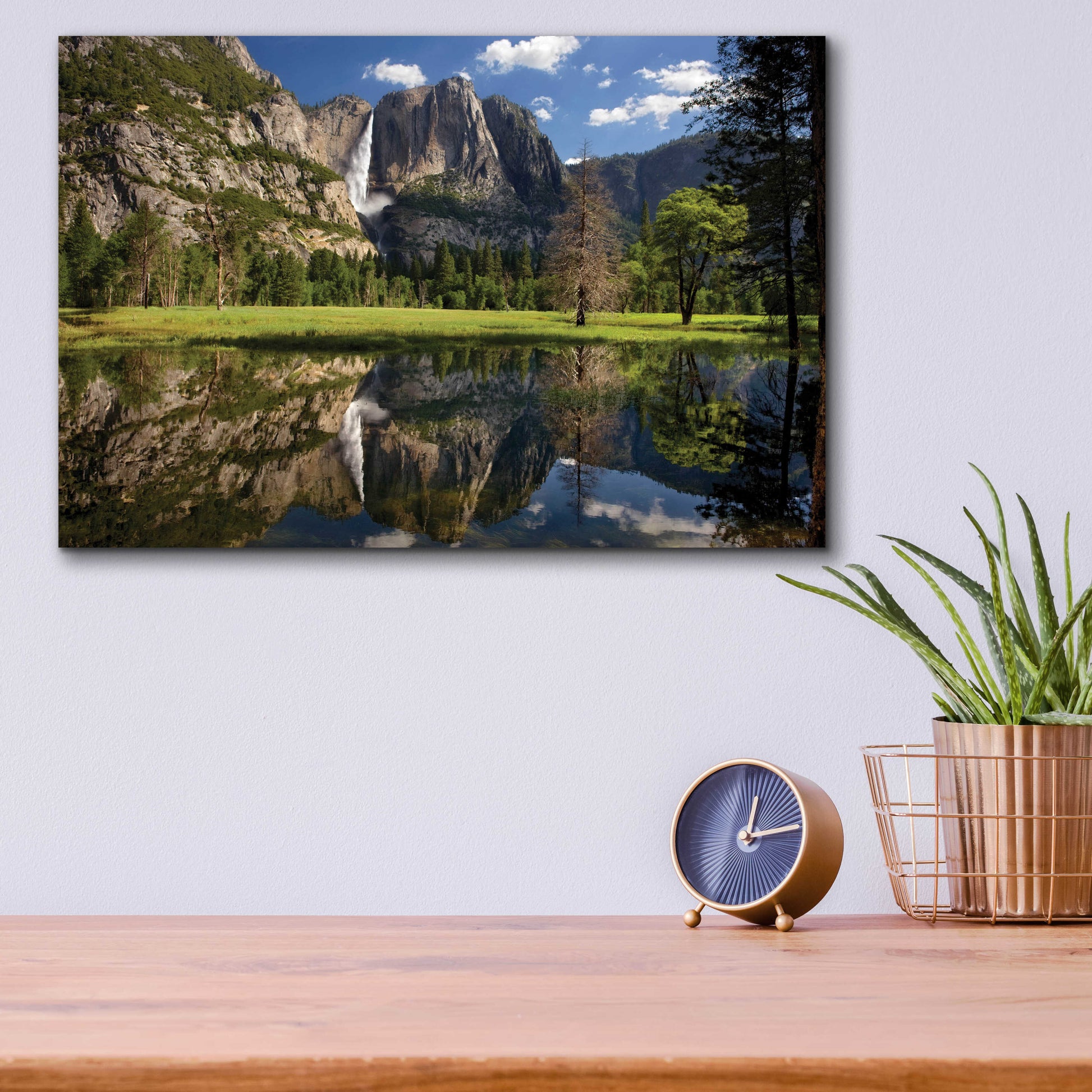 Epic Art 'Yosemite Falls Reflection' by Mike Jones, Acrylic Glass Wall Art,16x12