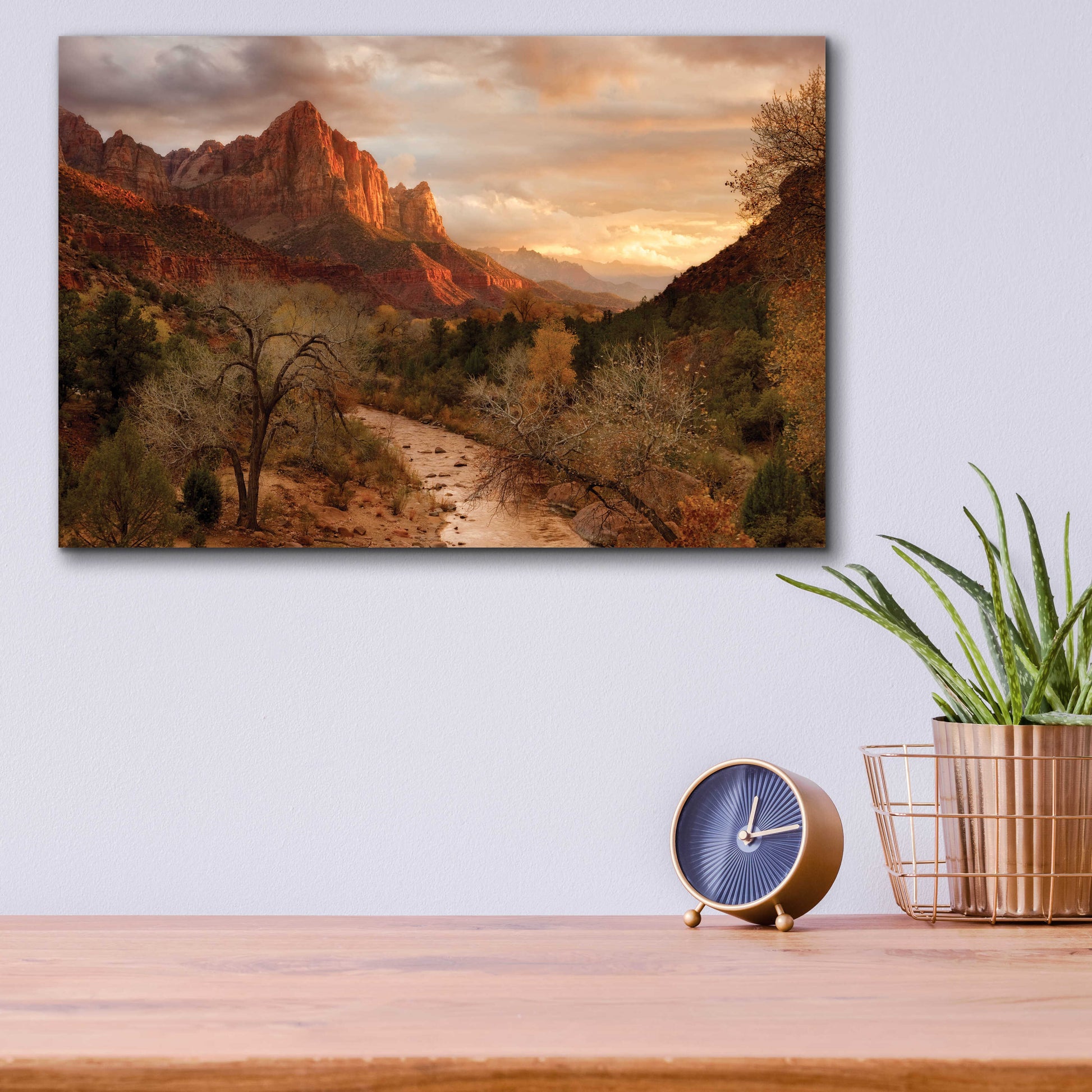 Epic Art 'Zion Watchmen Sunset' by Mike Jones, Acrylic Glass Wall Art,16x12