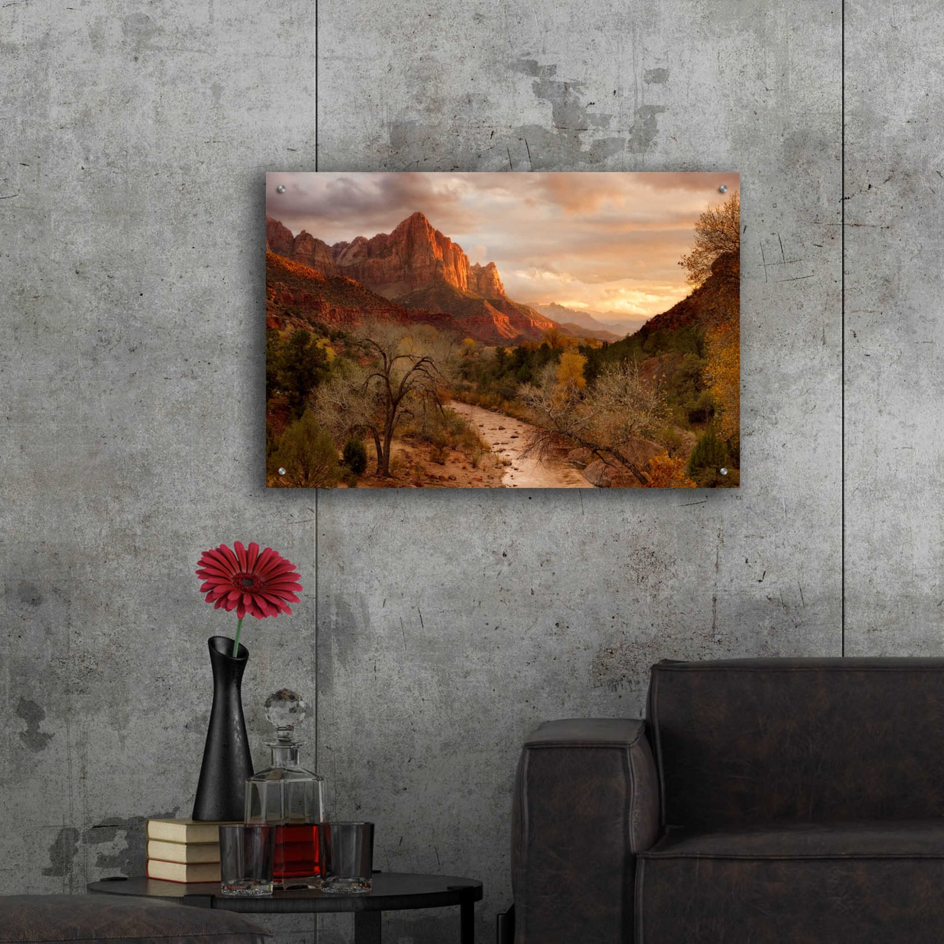 Epic Art 'Zion Watchmen Sunset' by Mike Jones, Acrylic Glass Wall Art,36x24