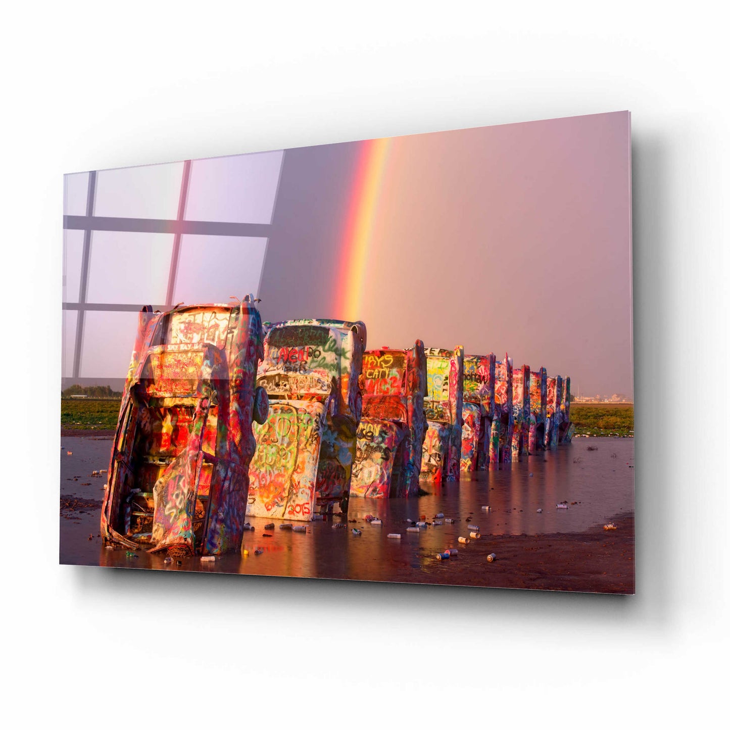 Epic Art 'Cadillac Ranch Rainbow' by Mike Jones, Acrylic Glass Wall Art,16x12