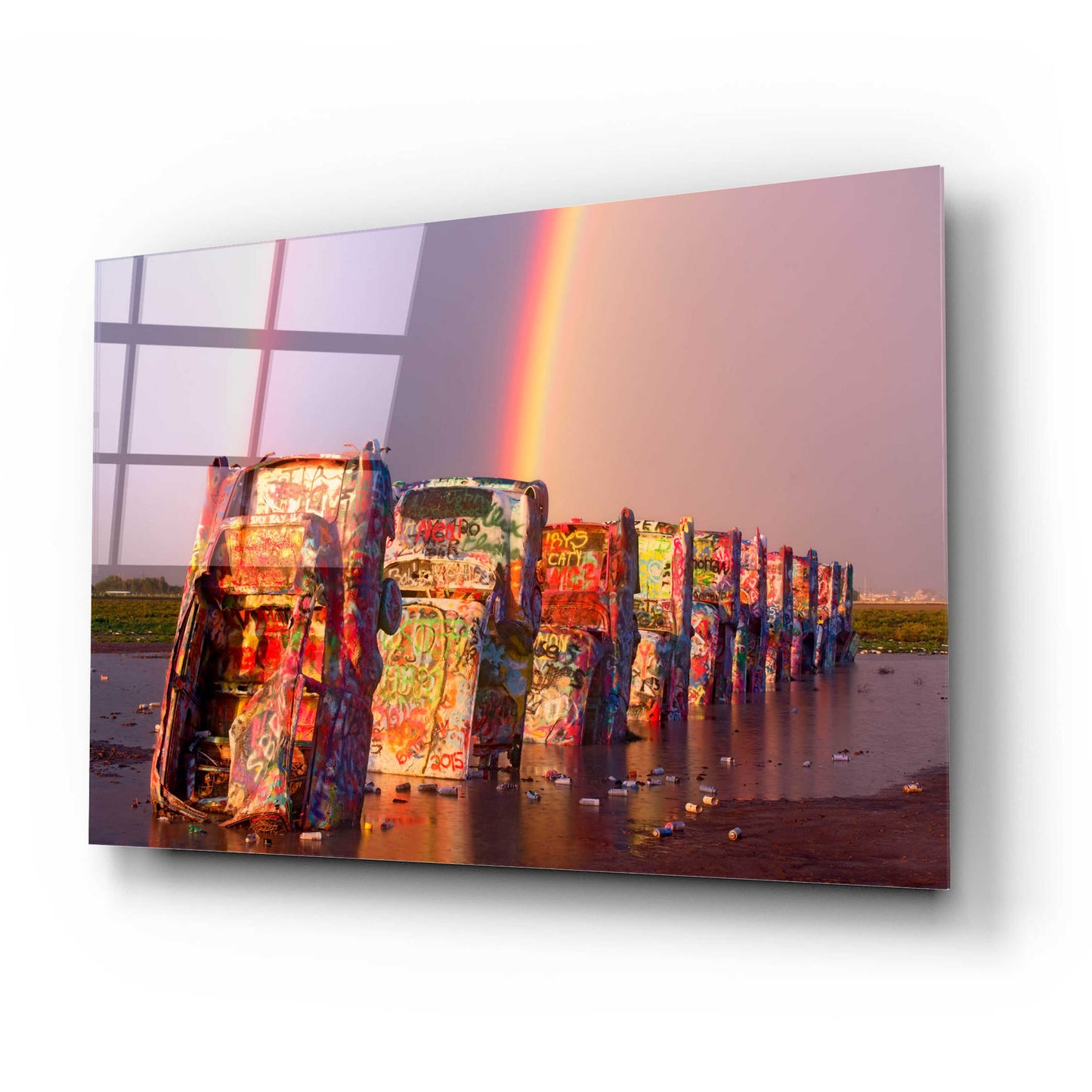 Epic Art 'Cadillac Ranch Rainbow' by Mike Jones, Acrylic Glass Wall Art,24x16