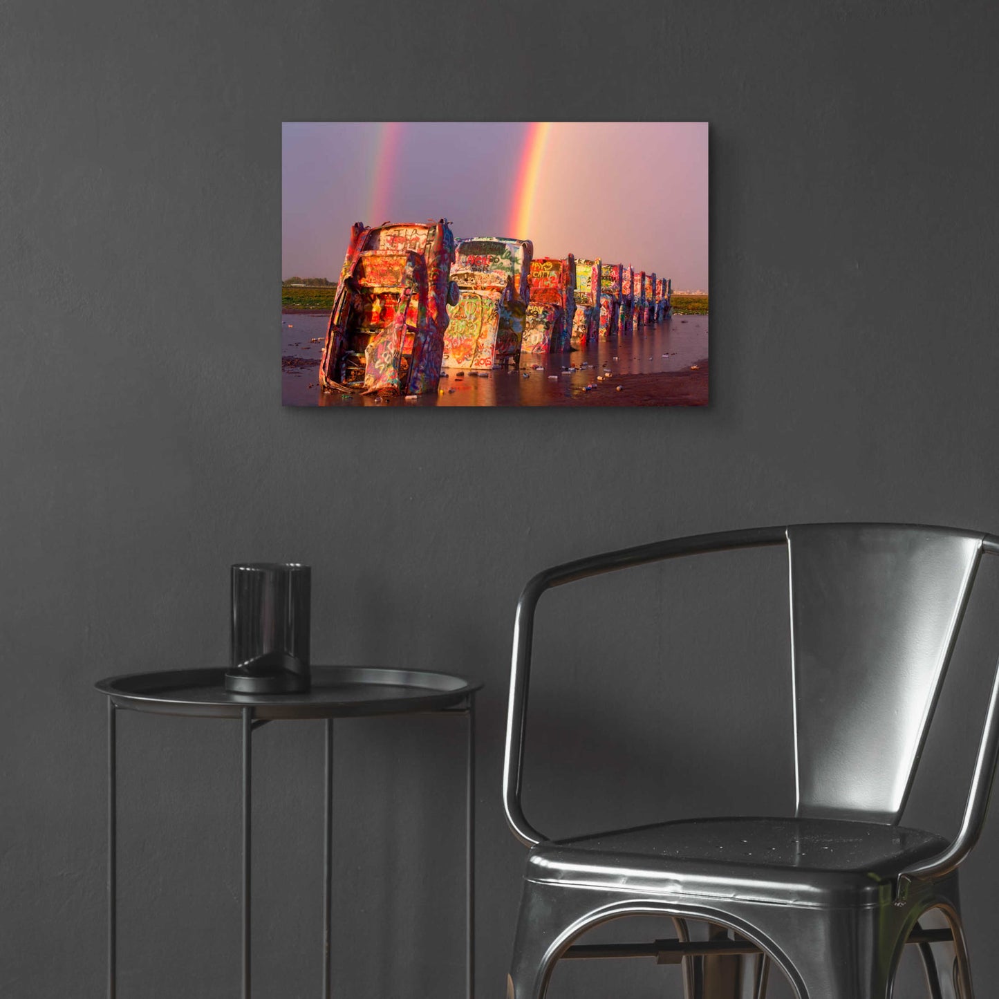 Epic Art 'Cadillac Ranch Rainbow' by Mike Jones, Acrylic Glass Wall Art,24x16