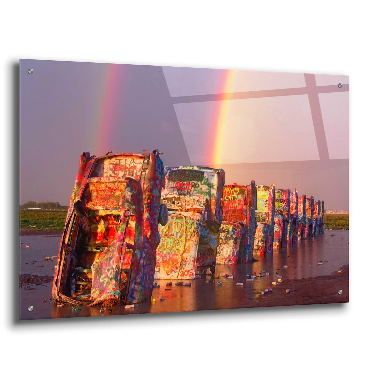 Epic Art 'Cadillac Ranch Rainbow' by Mike Jones, Acrylic Glass Wall Art,36x24