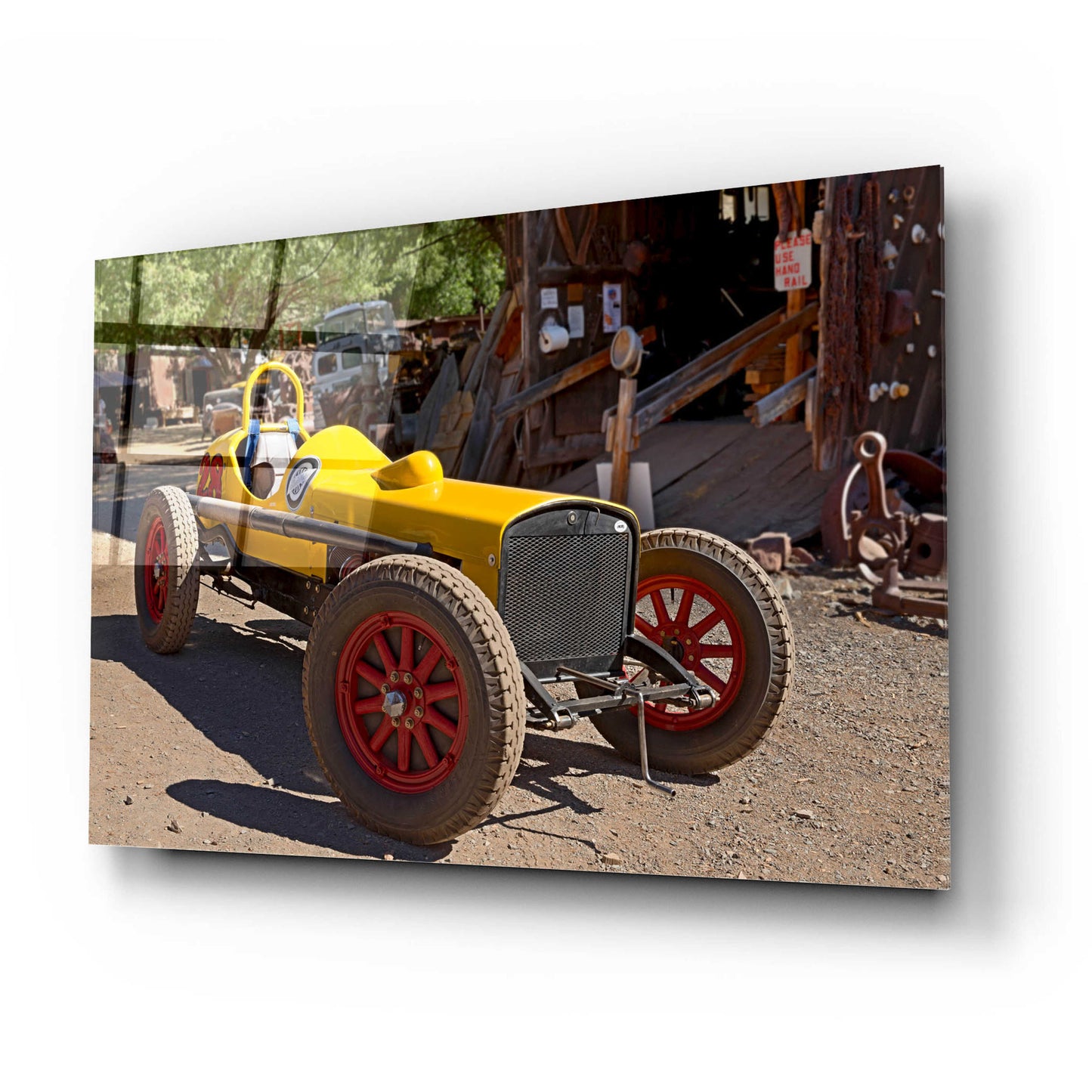 Epic Art 'Gold King Mine Race Car' by Mike Jones, Acrylic Glass Wall Art,24x16