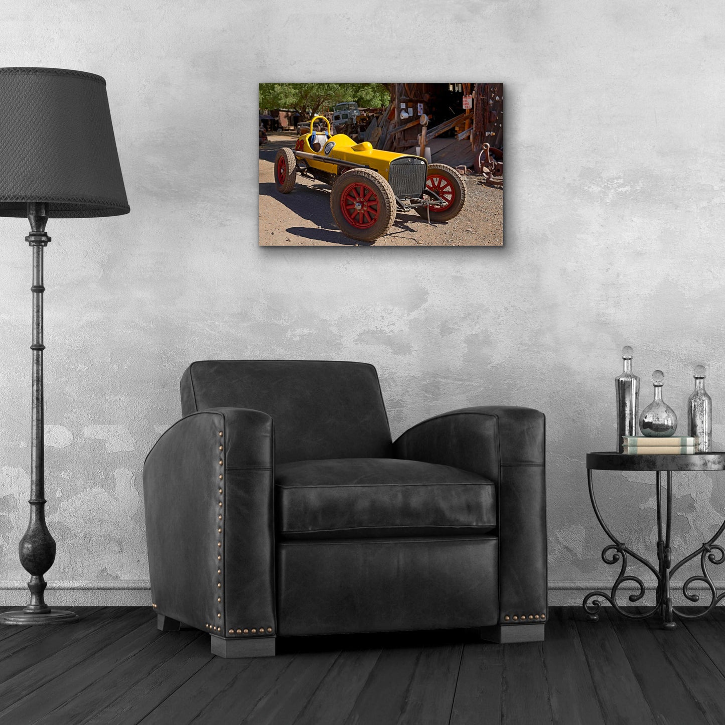 Epic Art 'Gold King Mine Race Car' by Mike Jones, Acrylic Glass Wall Art,24x16