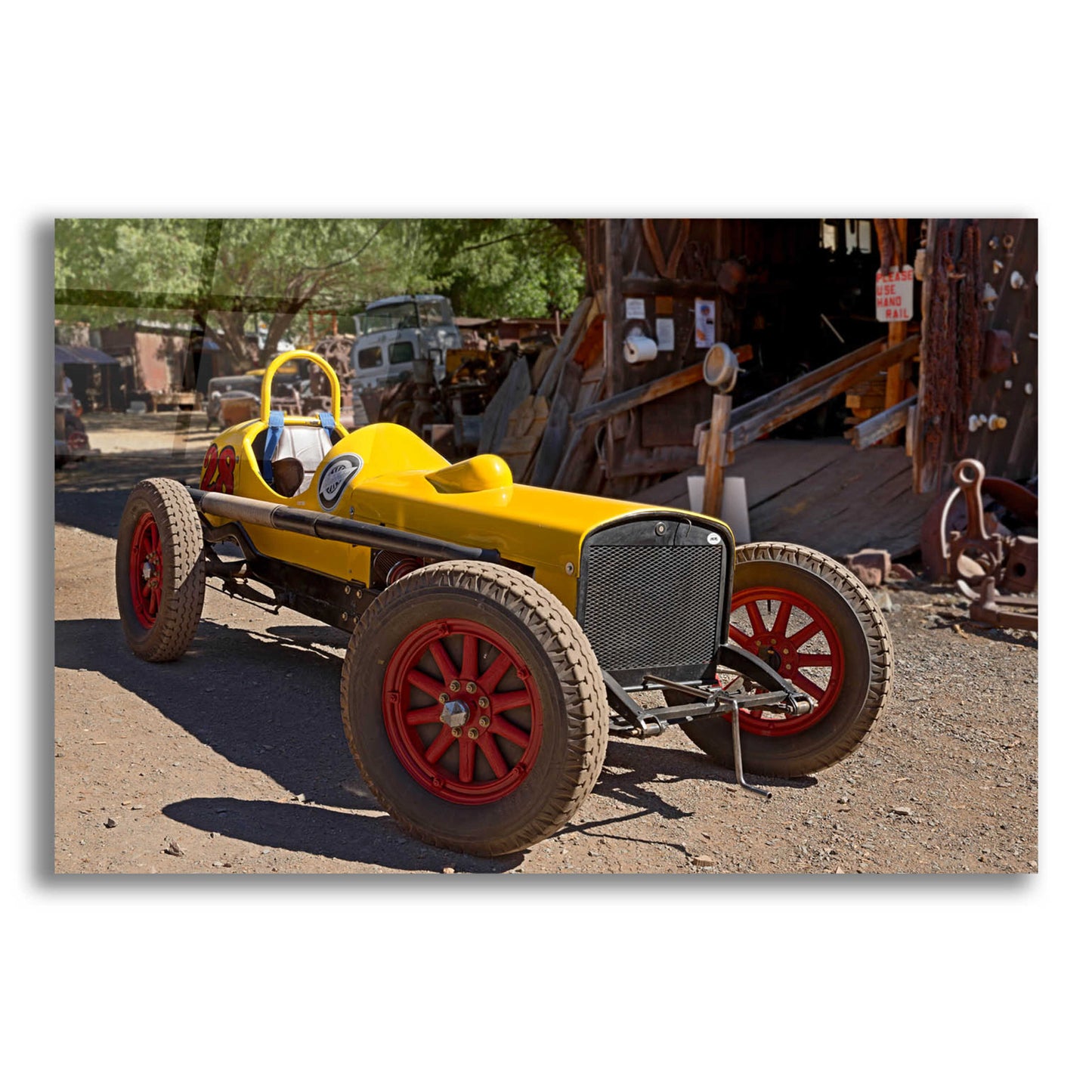 Epic Art 'Gold King Mine Race Car' by Mike Jones, Acrylic Glass Wall Art,24x16