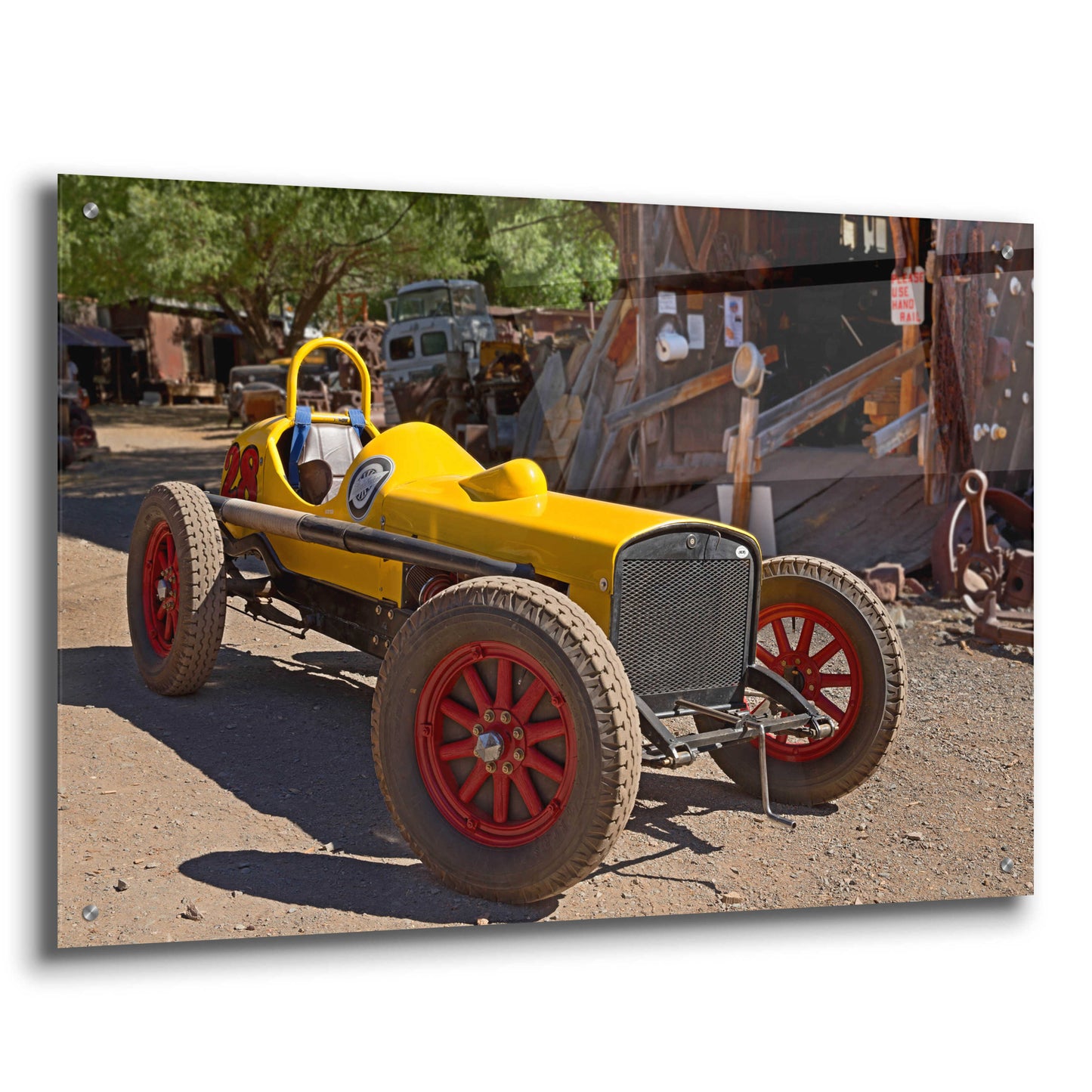 Epic Art 'Gold King Mine Race Car' by Mike Jones, Acrylic Glass Wall Art,36x24