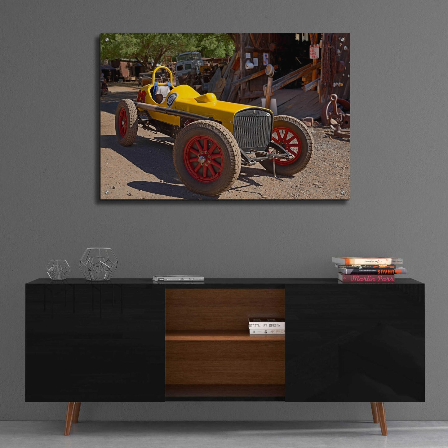 Epic Art 'Gold King Mine Race Car' by Mike Jones, Acrylic Glass Wall Art,36x24