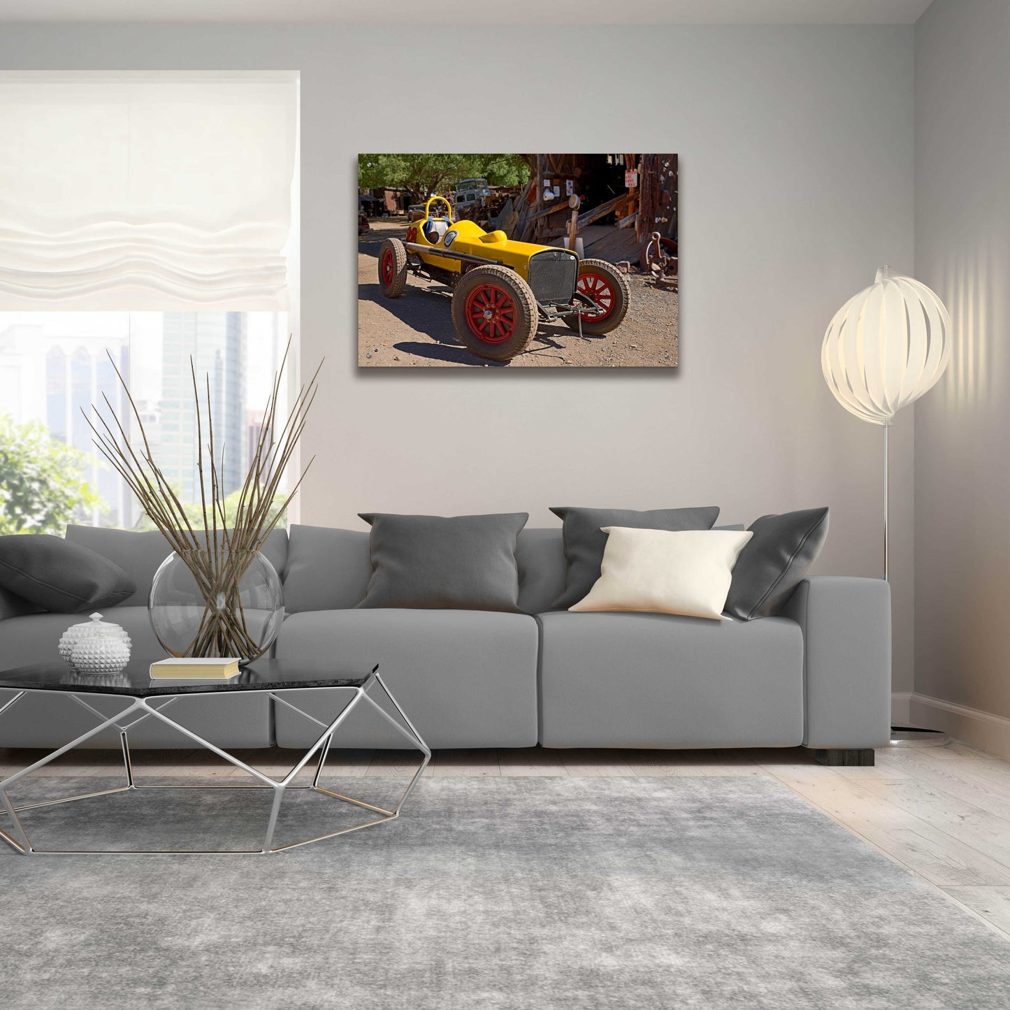 Epic Art 'Gold King Mine Race Car' by Mike Jones, Acrylic Glass Wall Art,36x24