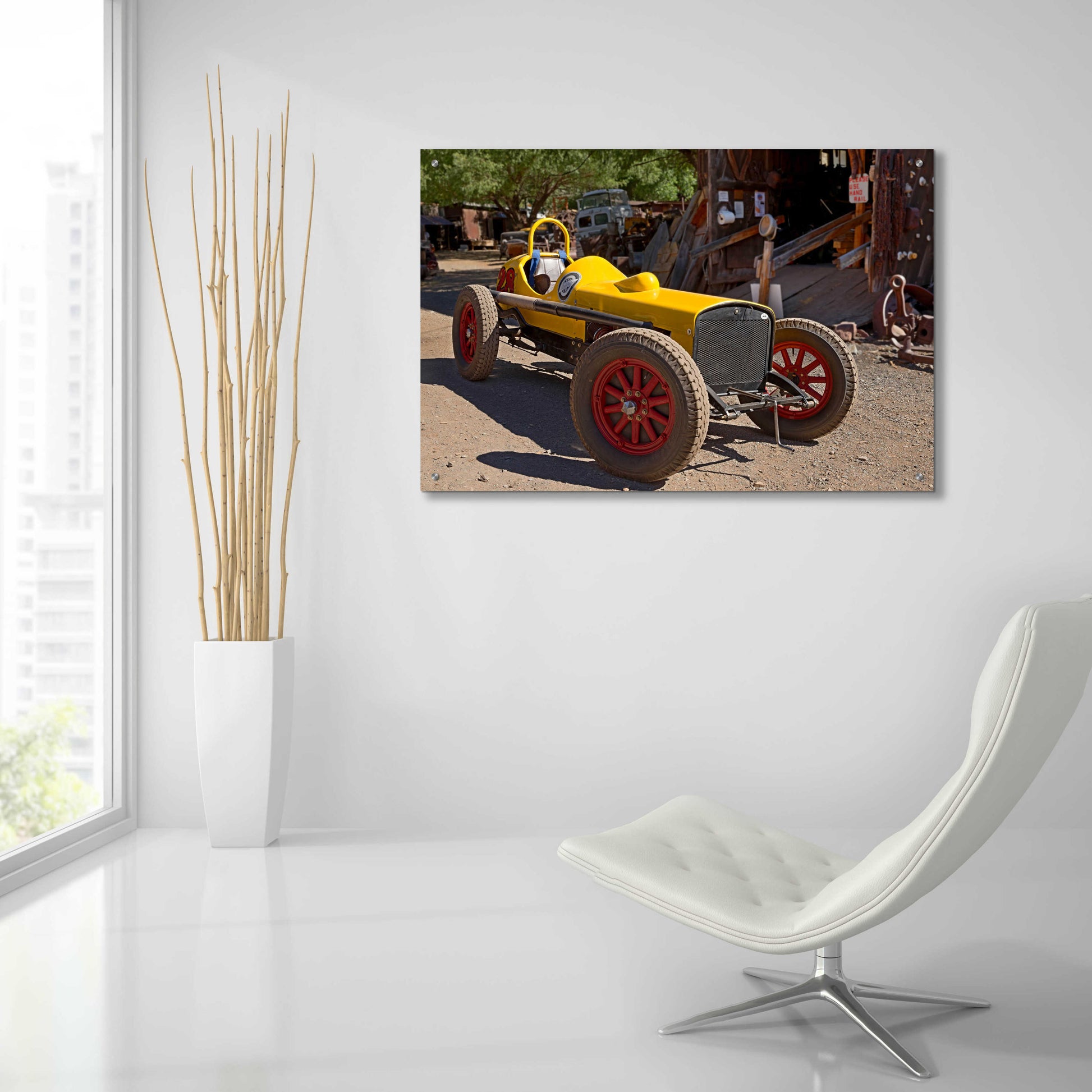 Epic Art 'Gold King Mine Race Car' by Mike Jones, Acrylic Glass Wall Art,36x24