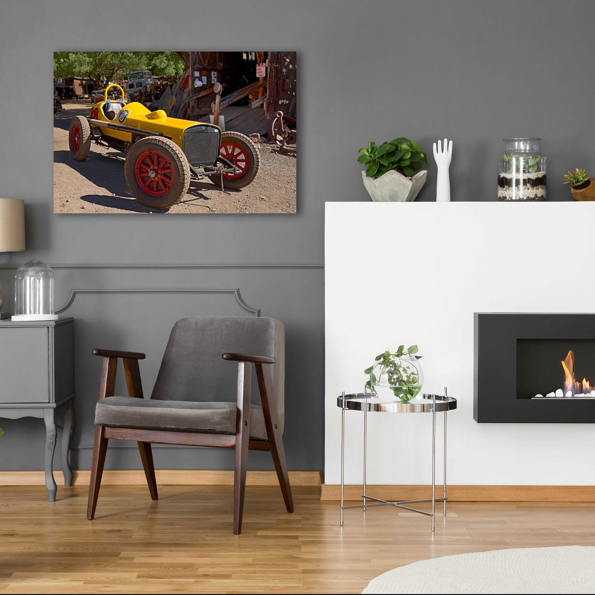 Epic Art 'Gold King Mine Race Car' by Mike Jones, Acrylic Glass Wall Art,36x24